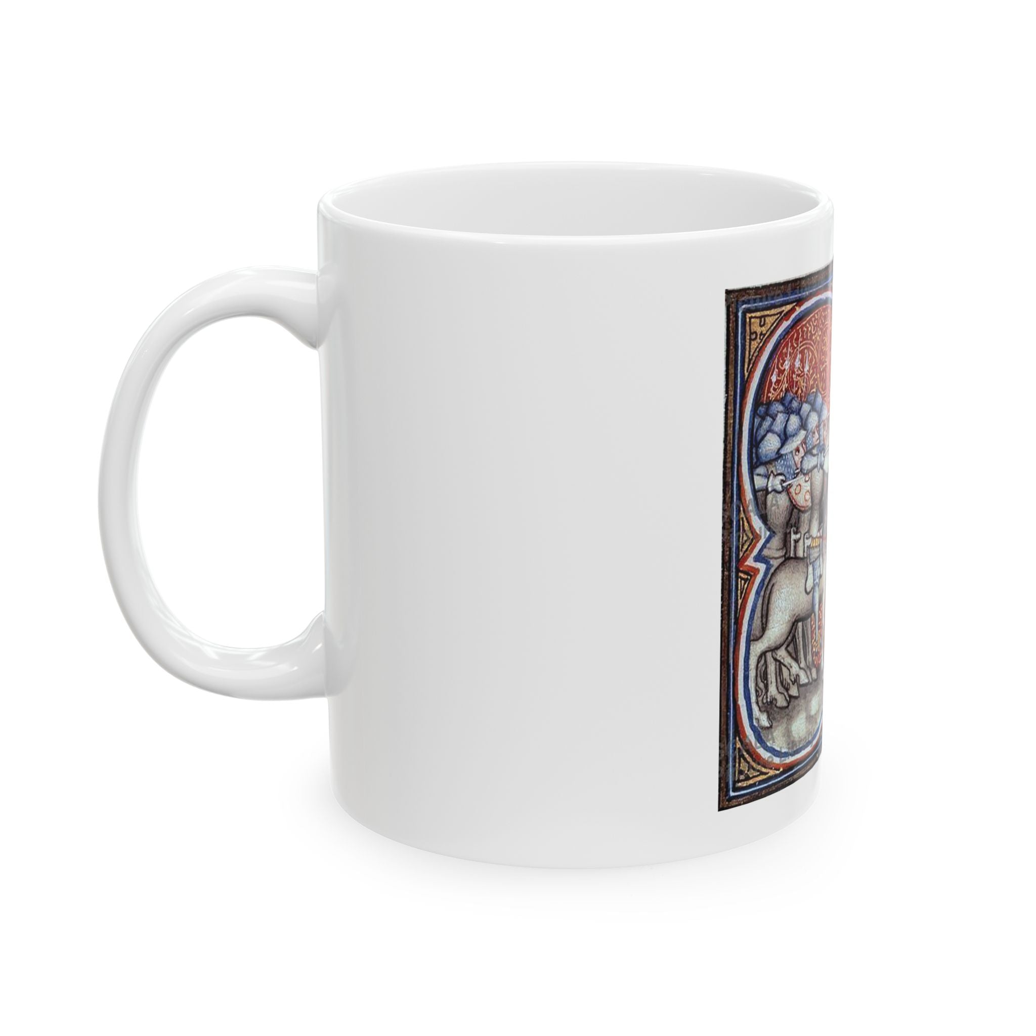 Medieval Scene Ceramic Mug Charles Martel fighting the Saracens at Tours Poitiers in 732, Great Chronicles of France | 11oz & 15oz