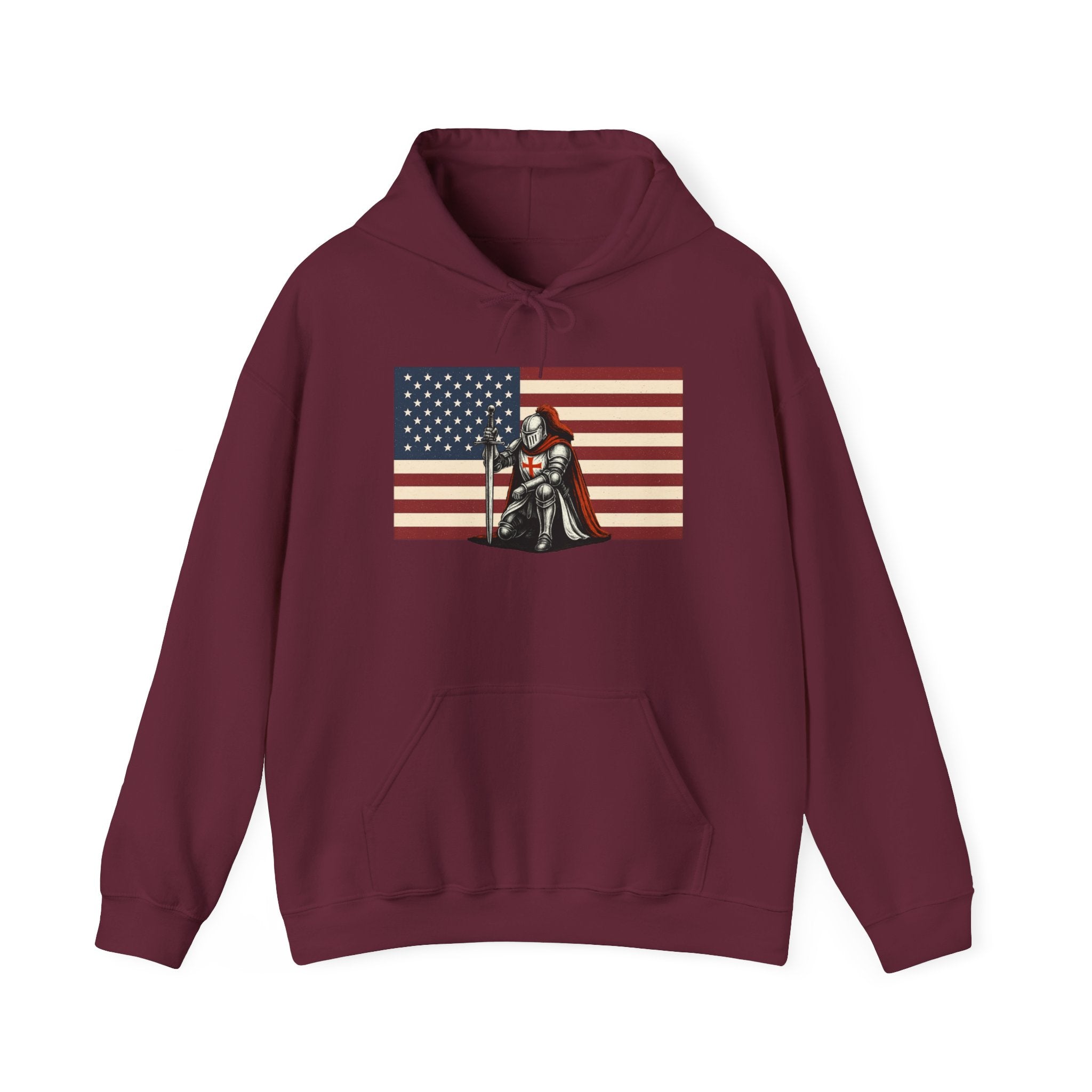 American Crusader Graphic Pull Over Hoodie Sweatshirt