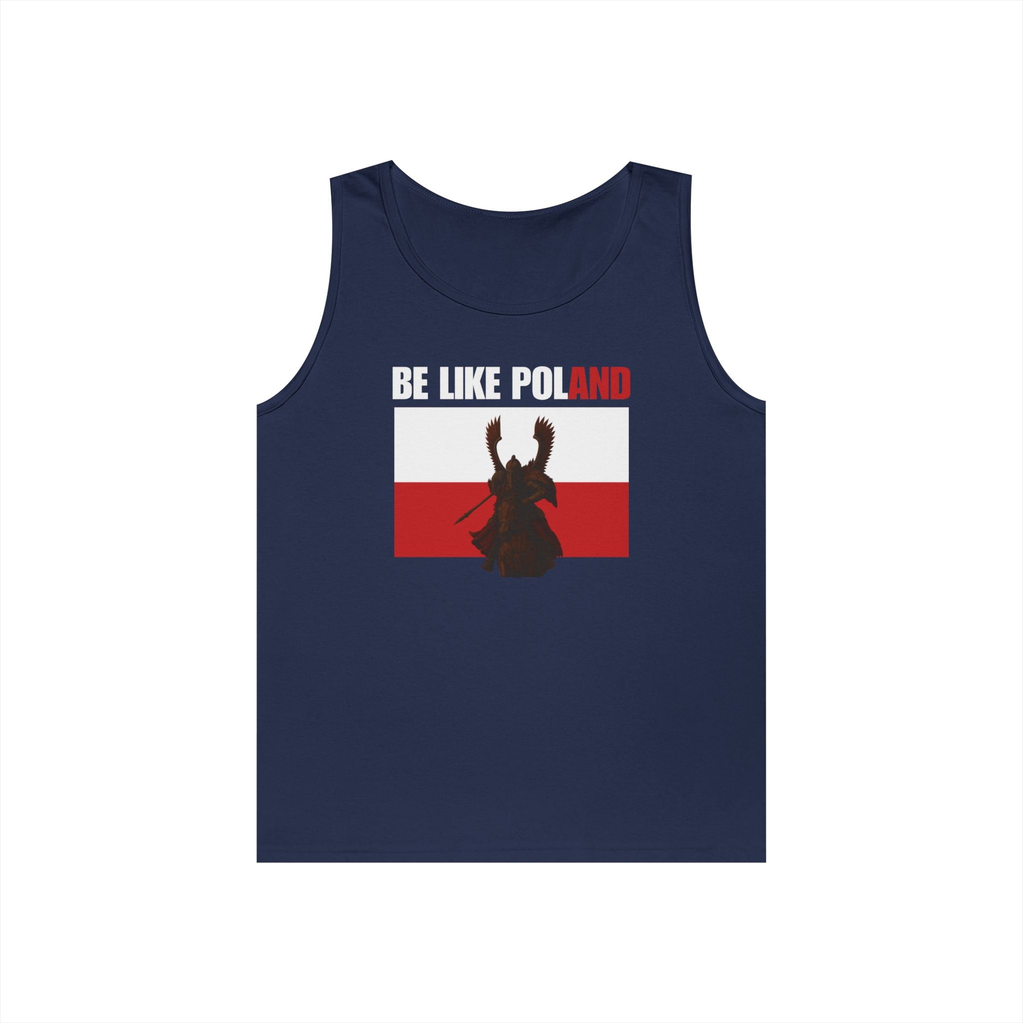 Be Like Poland Winged Hussar Front, Polis Eagle Cross Back Heavy Cotton Tank Top