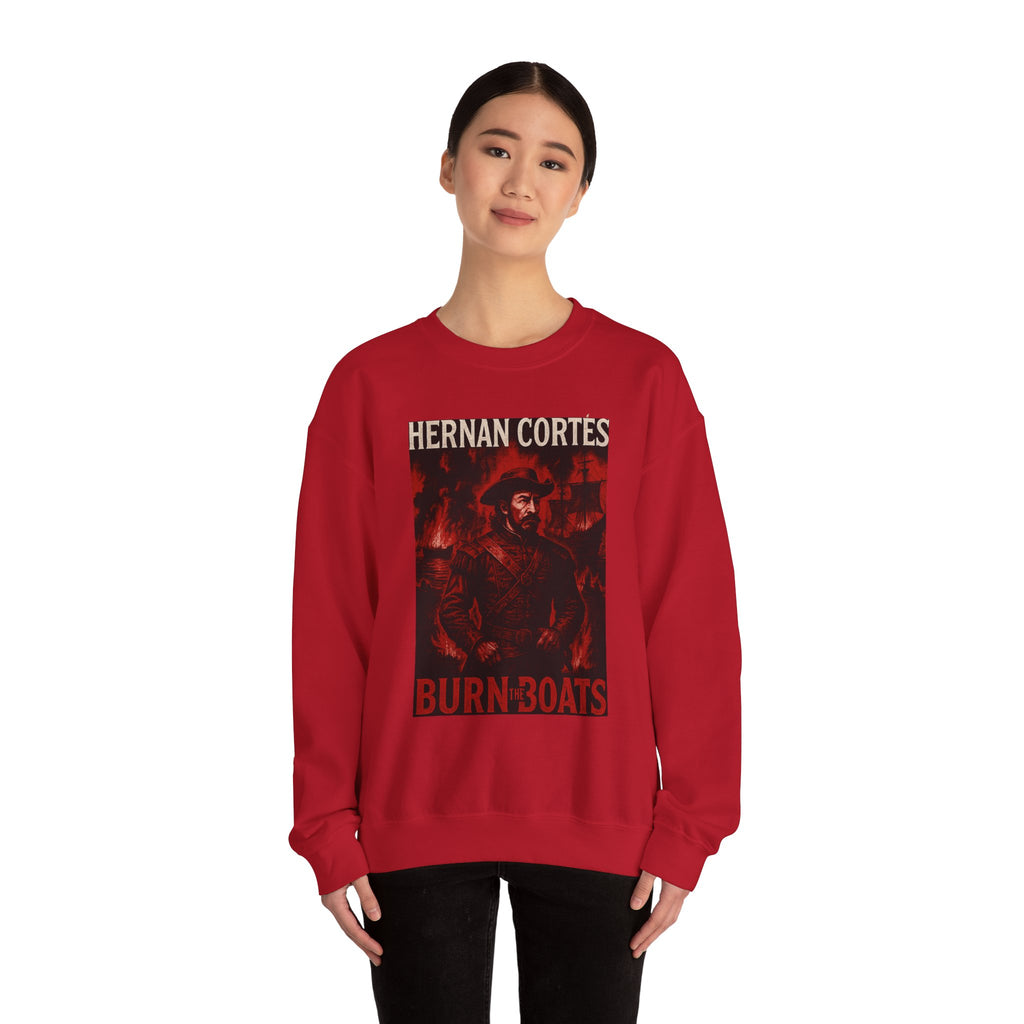Hernan Cortes Burn The Boats Crewneck Sweatshirt
