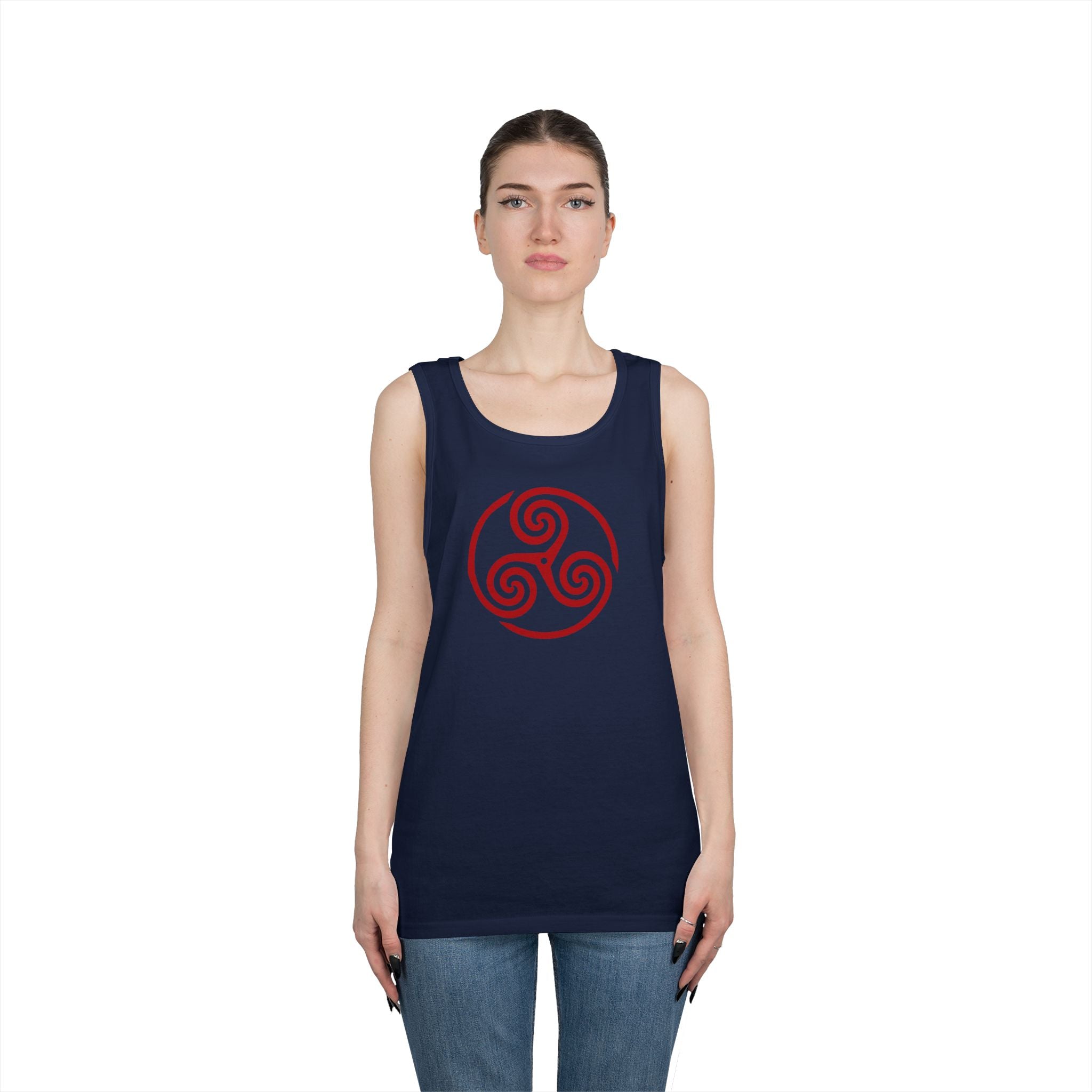 Celtic Spiral Triskele Symbol Alt Design Red Unisex Tank Top