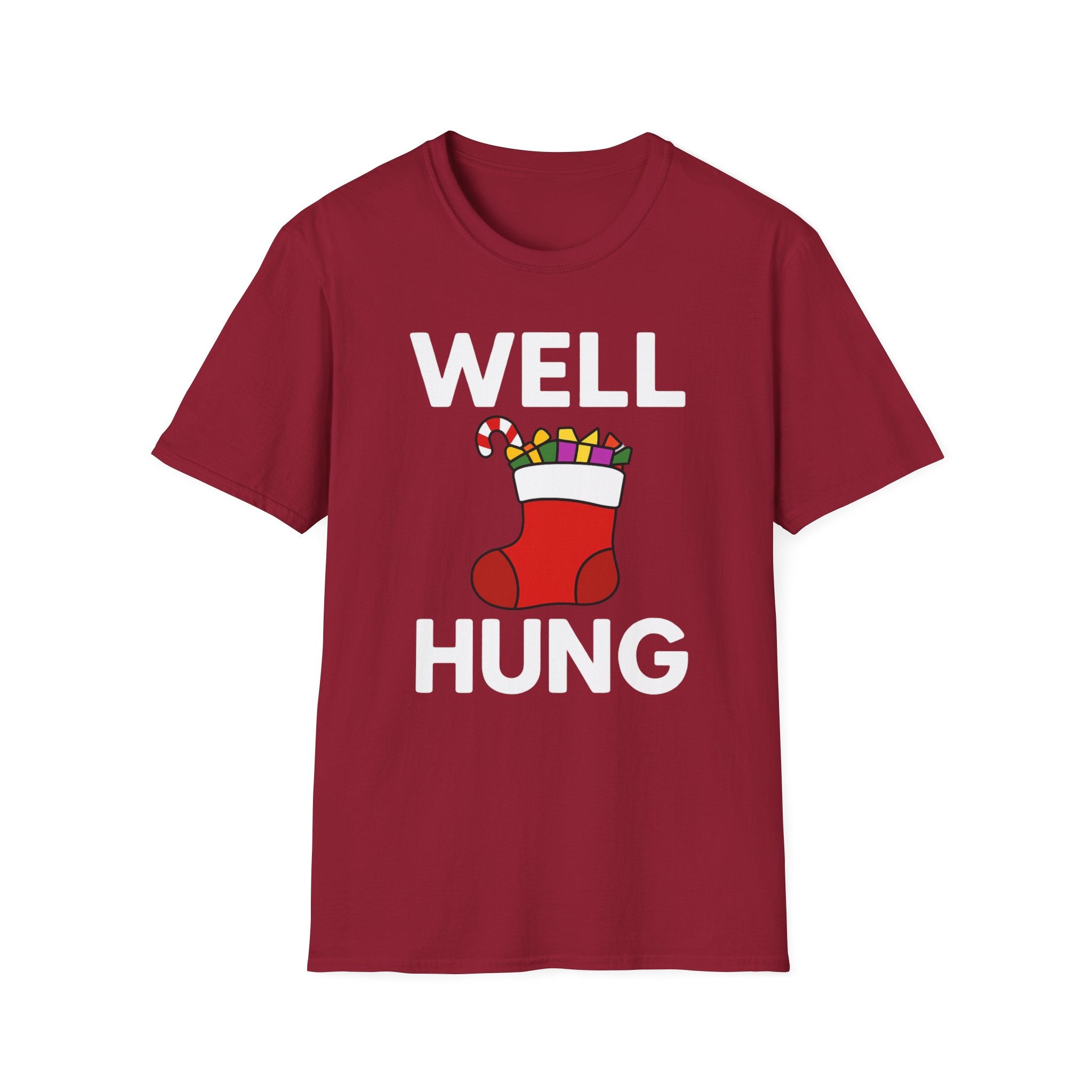 Well Hung Christmas T-Shirt | Funny Holiday Tee | Christmas Stocking Humor Shirt