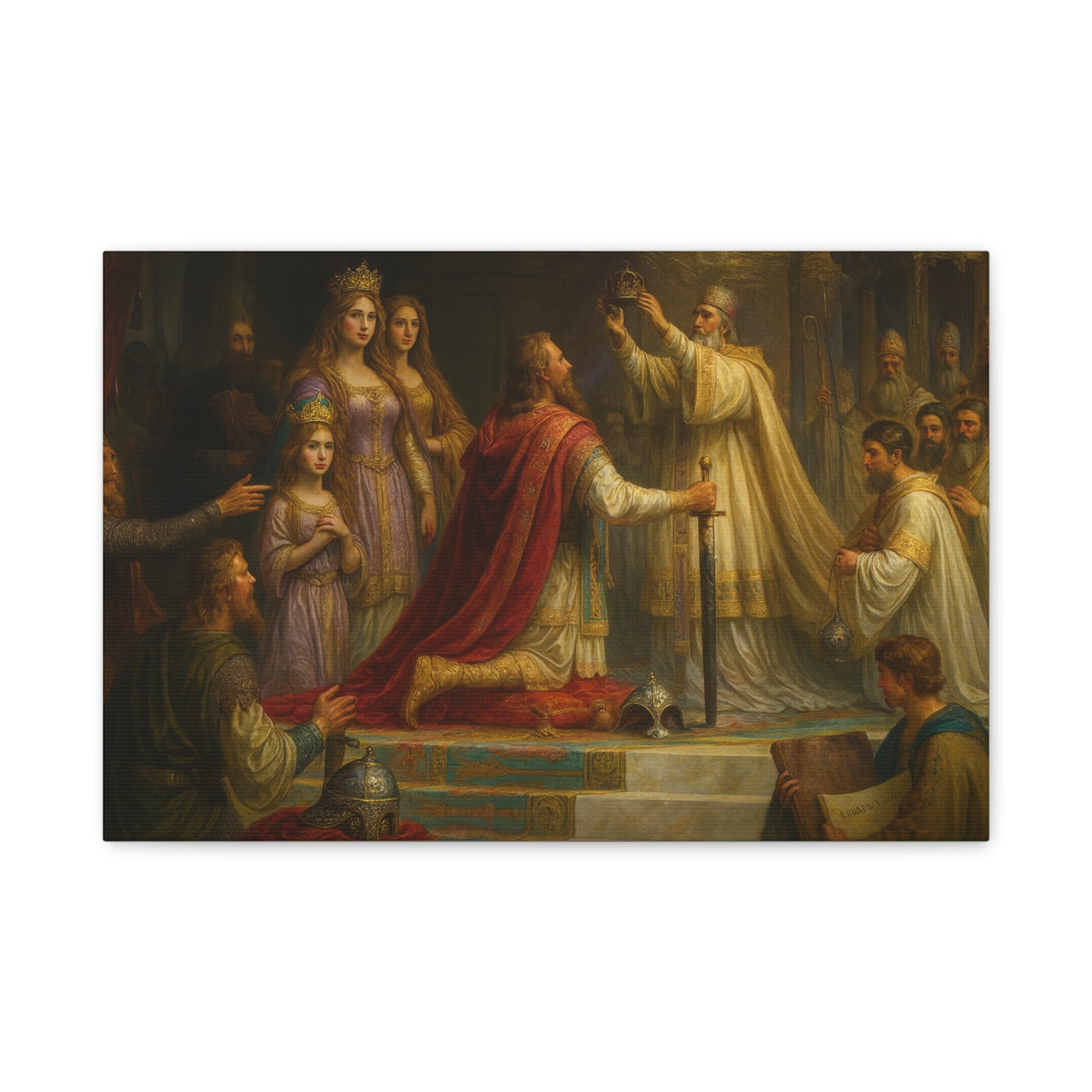 Charlemagne Roman Emperor Coronation By Pope Canvas Art, Historical Artwork for Home Decor, Wall Art for Medieval Lovers