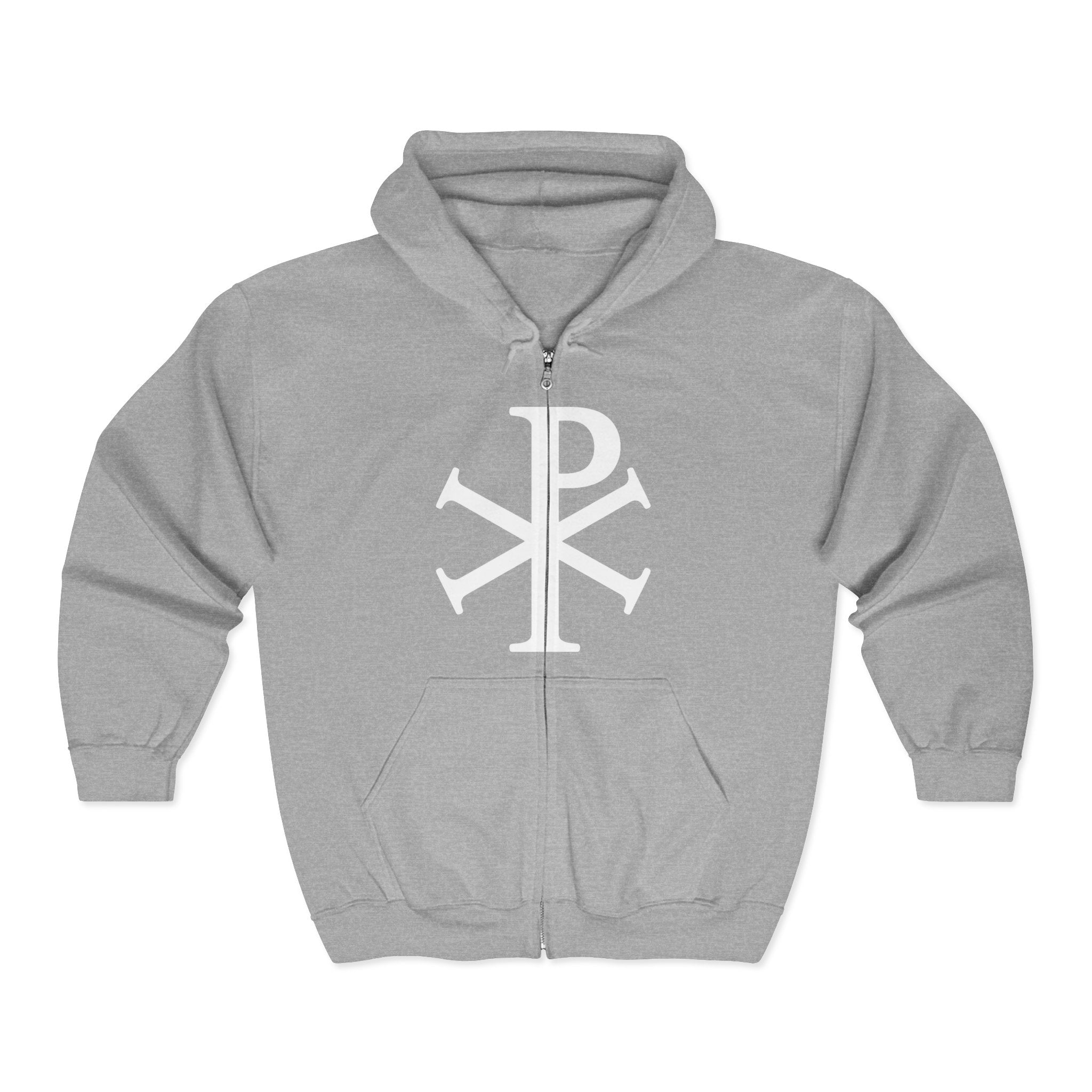 Pi Chi Rho Thick White Text Design Full Zip Up Hoodie Sweatshirt