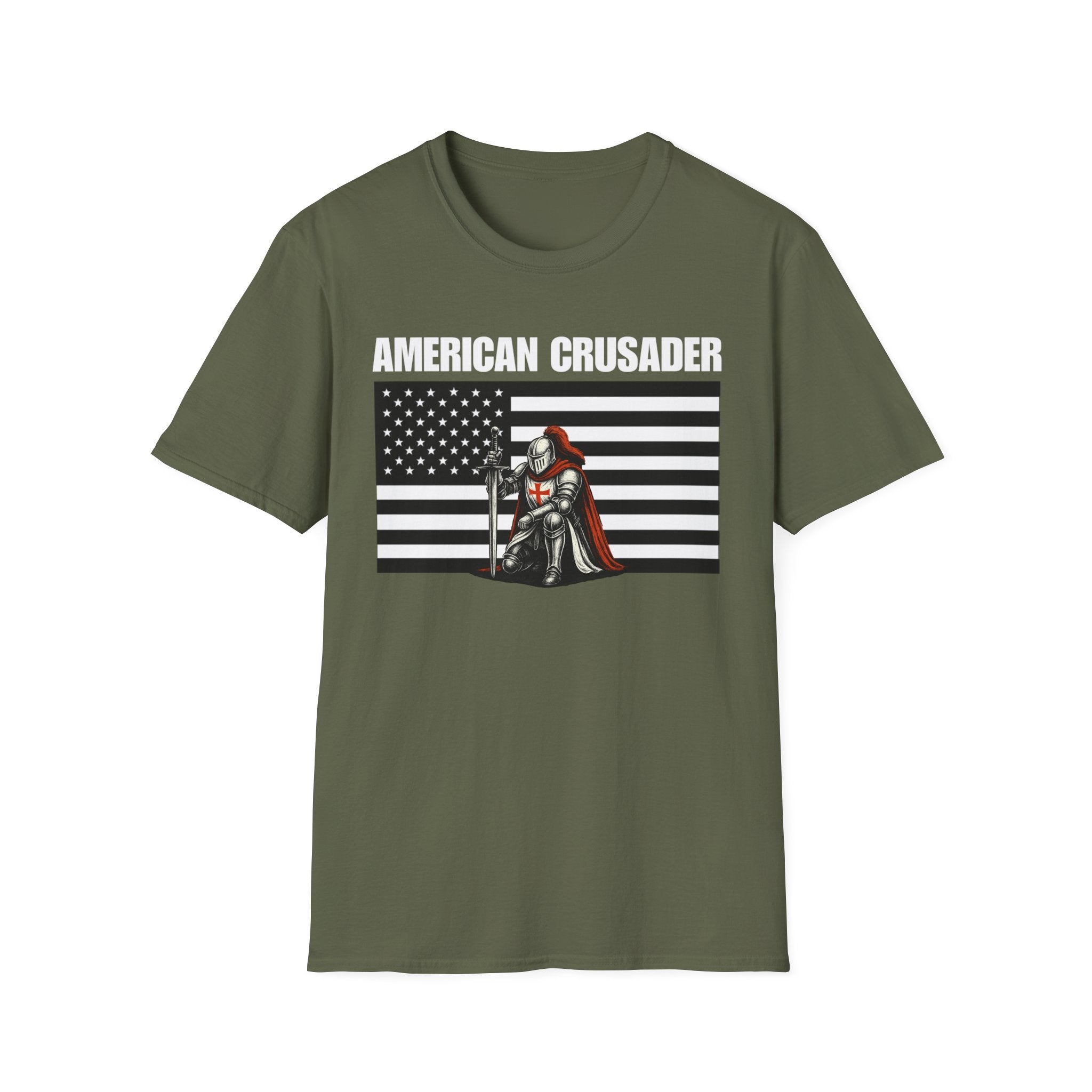 American Crusader Black and White Alt Design Softstyle Cotton Shirt T-Shirt