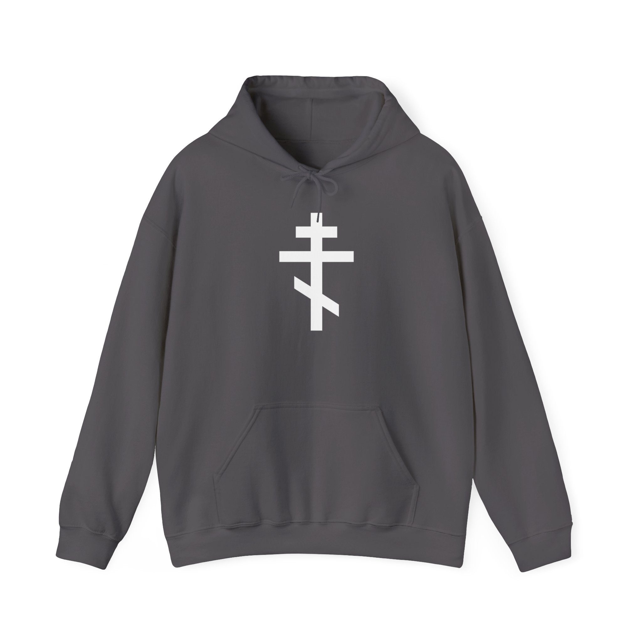 White Crucifix Pull Over Hoodie Sweatshirt