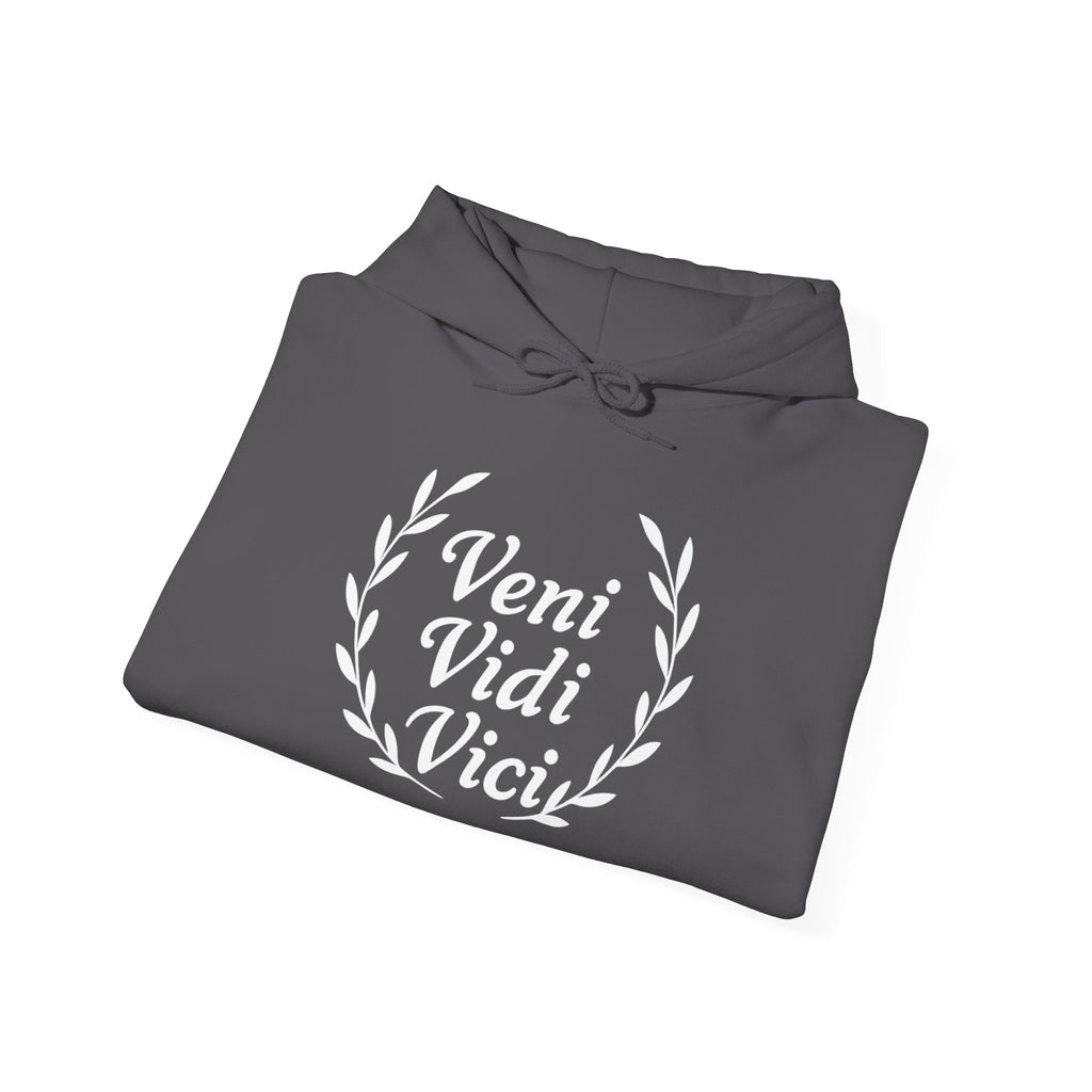 Veni Vidi Vici "I Came, I saw, I Conquered" White Graphic Pull Over Hoodie Sweatshirt