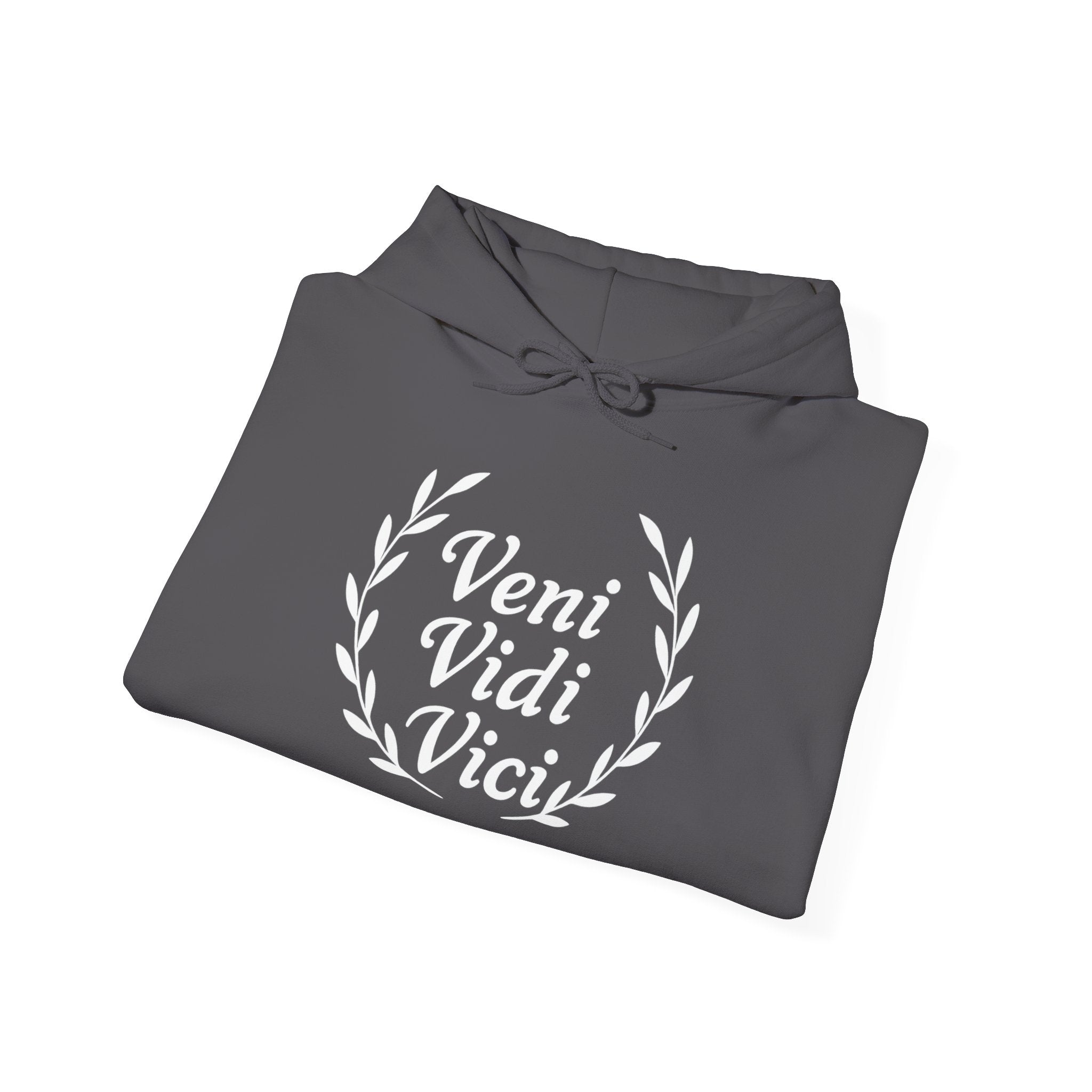 Veni Vidi Vici "I Came, I saw, I Conquered" White Graphic Pull Over Hoodie Sweatshirt