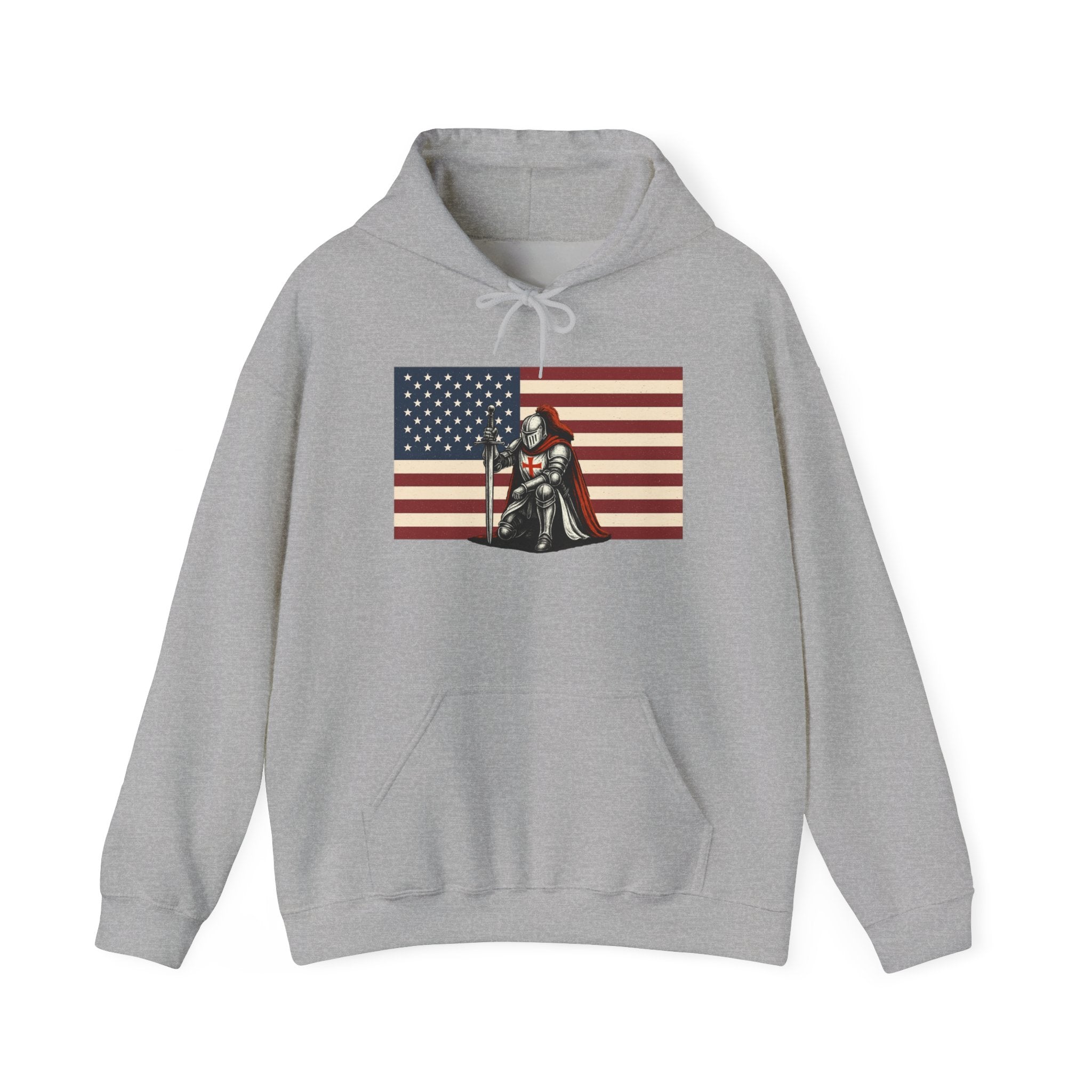 American Crusader Graphic Pull Over Hoodie Sweatshirt
