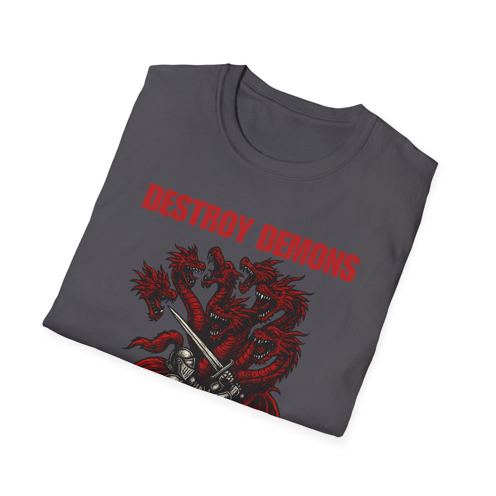 Destroy Demons Crusader Knight vs Dragon  Softstyle T-Shirt