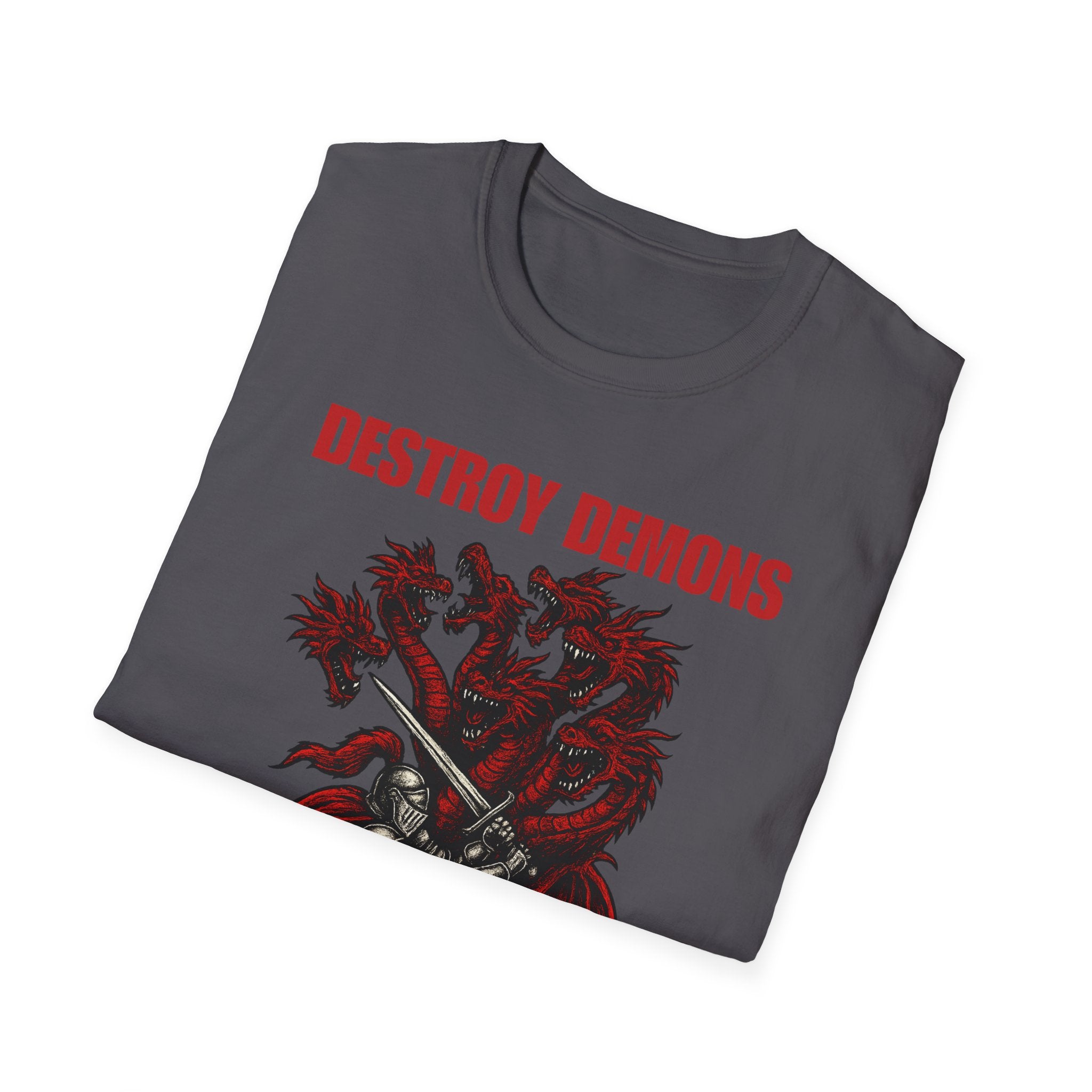 Destroy Demons Crusader Knight vs Dragon  Softstyle T-Shirt