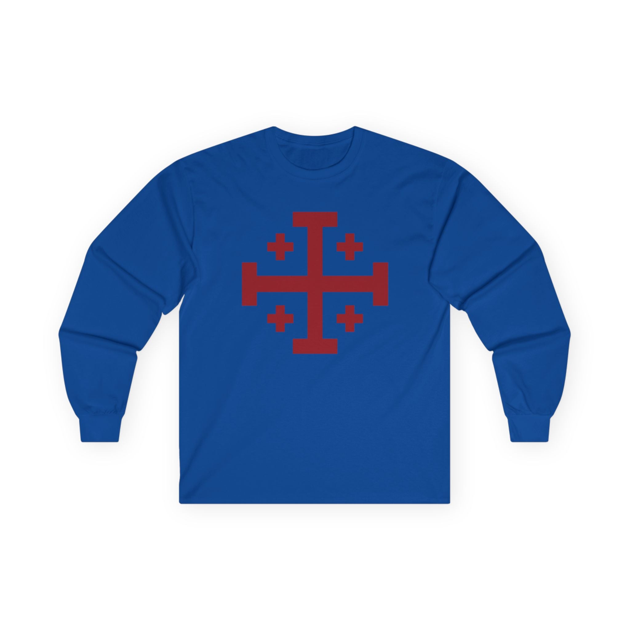 Cross of Jerusalem Red Design Stylish Long Sleeve Tee