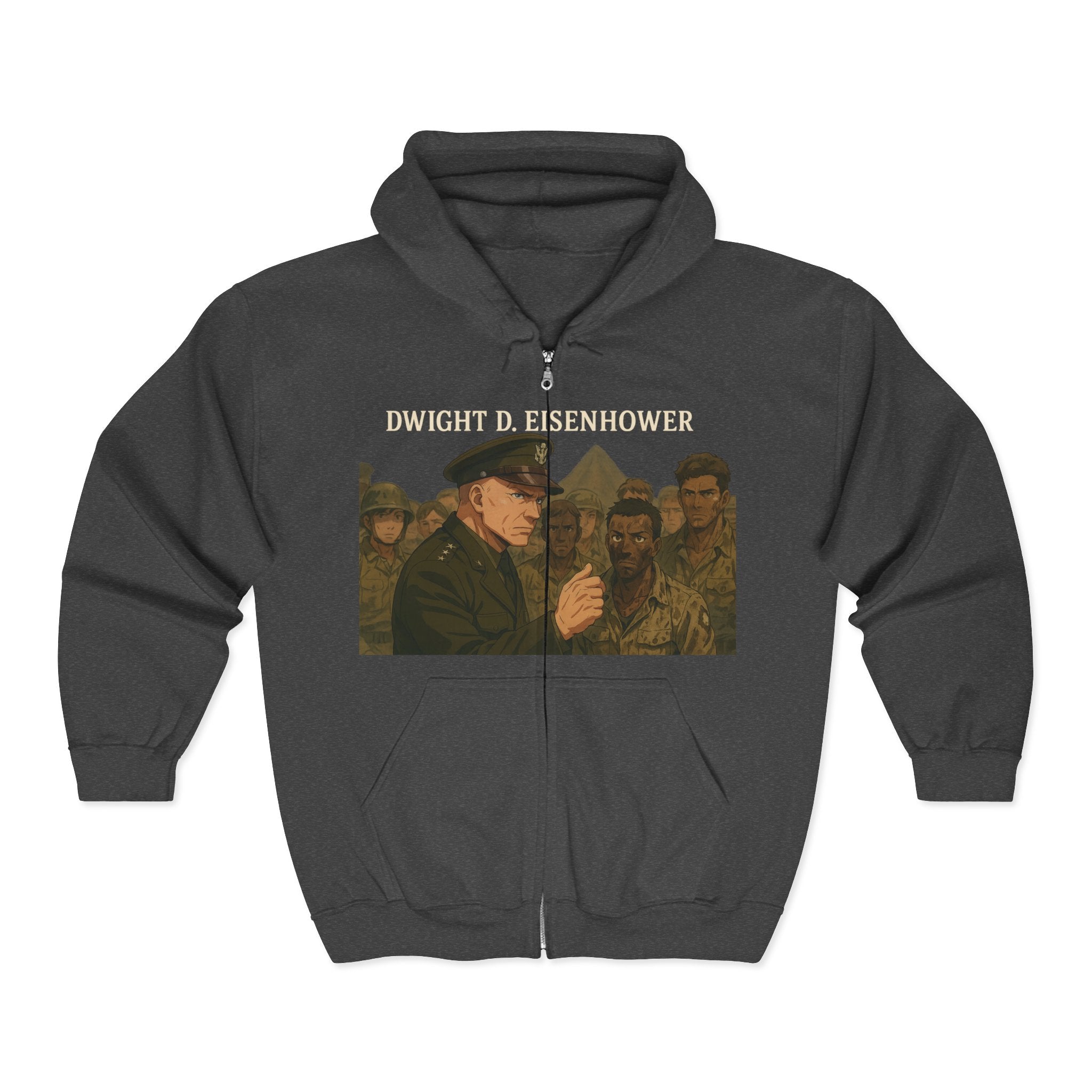 Dwight D. Eisenhower Full Zip Hoodie, Dwight D. Eisenhower Vintage Military Sweatshirt