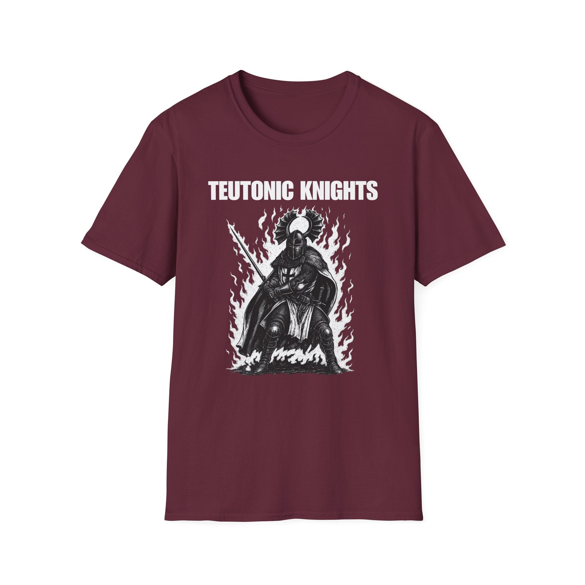 Teutonic Knight With Aura and "Teutonic Knights" Text Soft Style Cotton Shirt T-Shirt