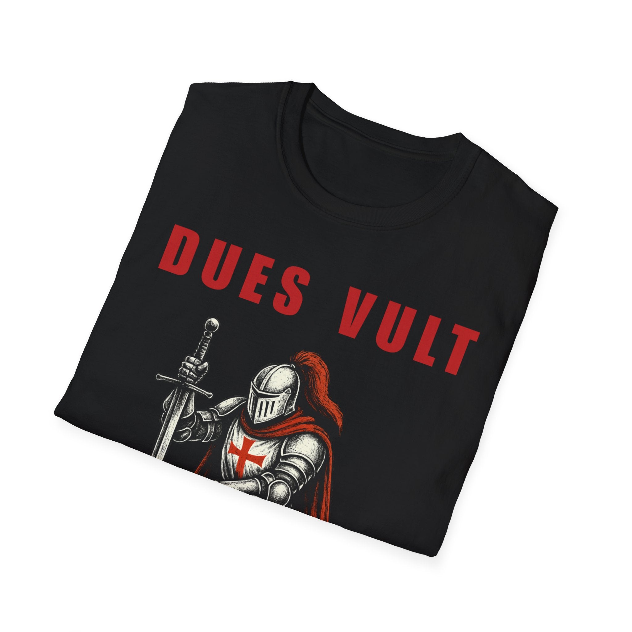 Dues Vult Crusader Knight T-Shirt | Christian Warrior Tee | Faith Shirt
