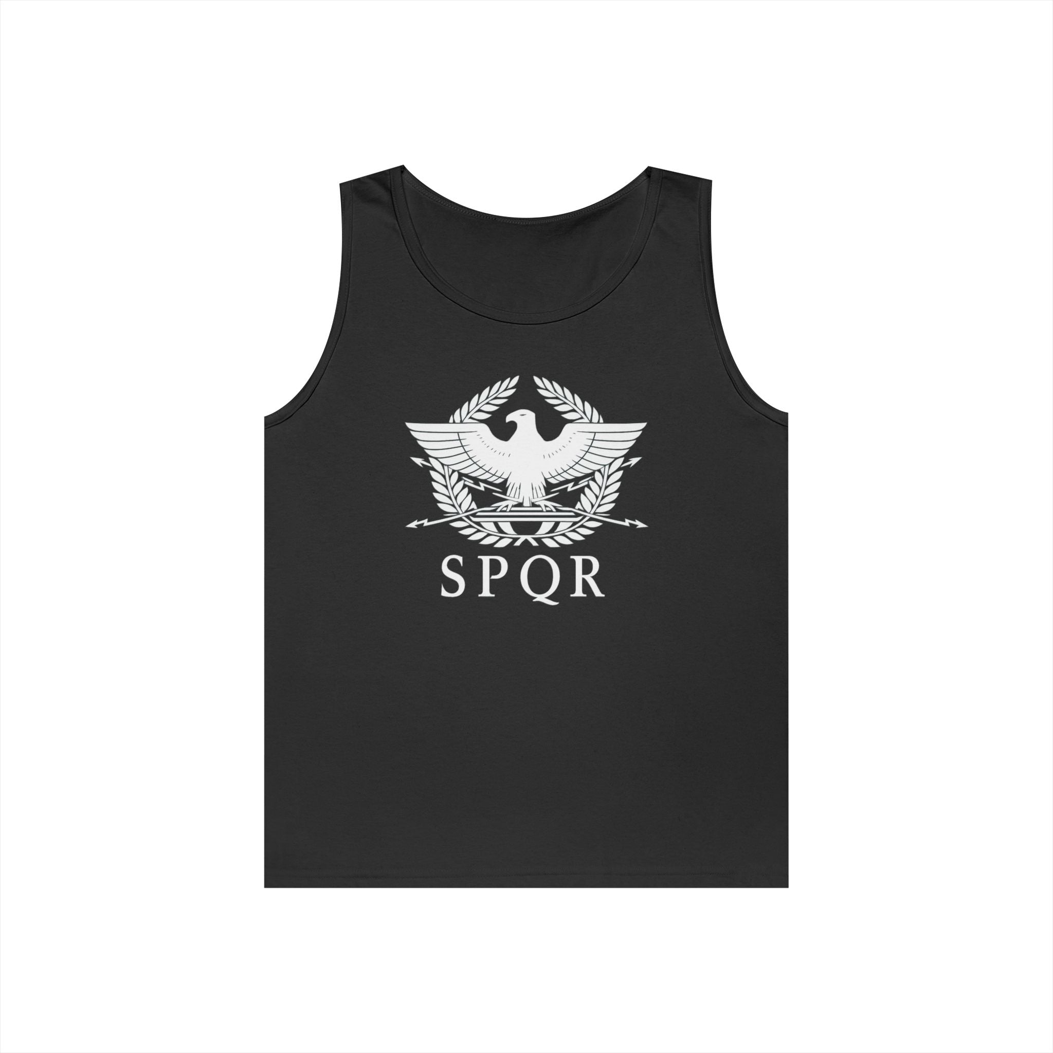 SPQR Roman Eagle White Design Heavy Cotton Tank Top