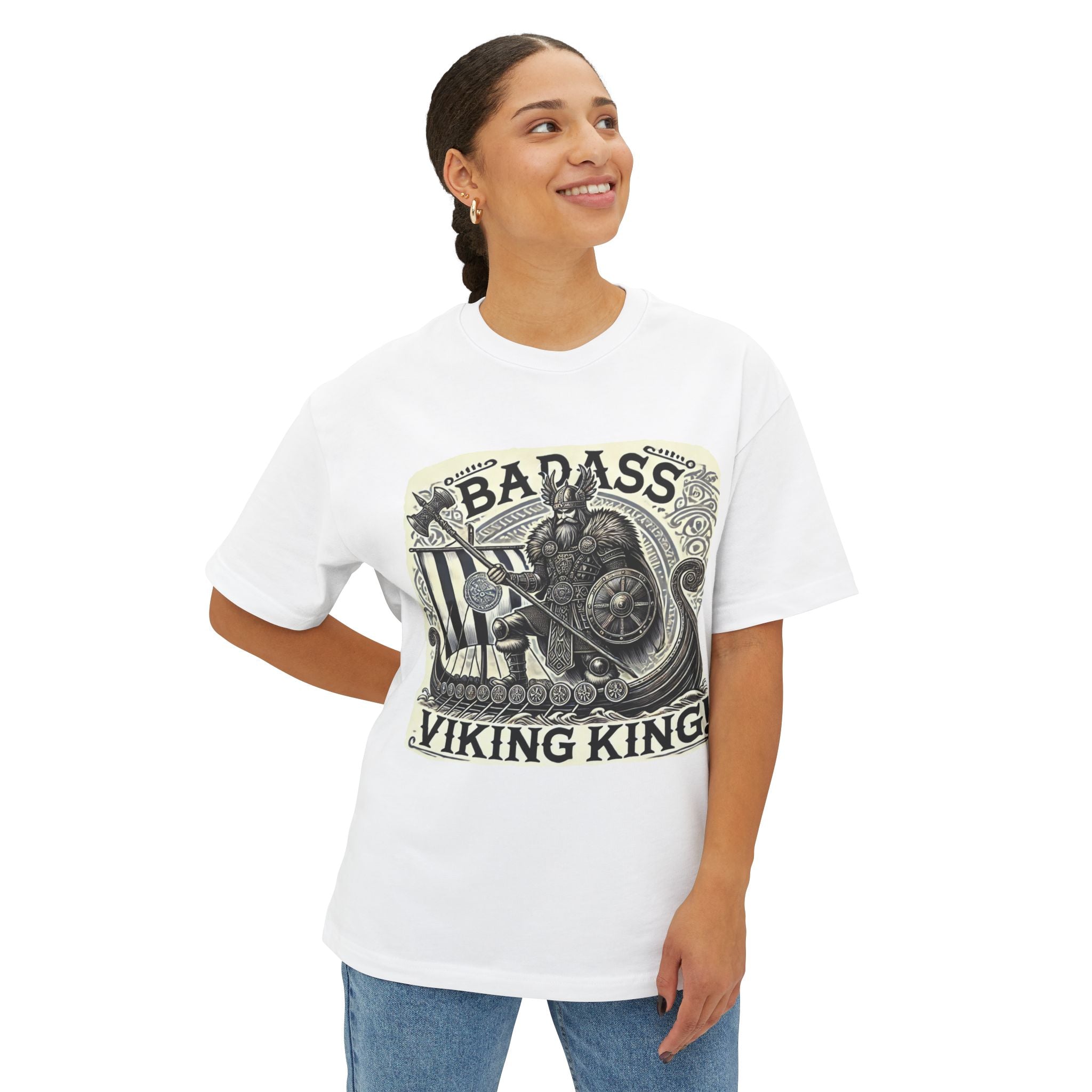 Badass Viking King Unisex Oversized Tee, Viking Shirt, Graphic Tee, Casual Wear, Gift for Him/Her/Teens, Norse Inspired Apparel