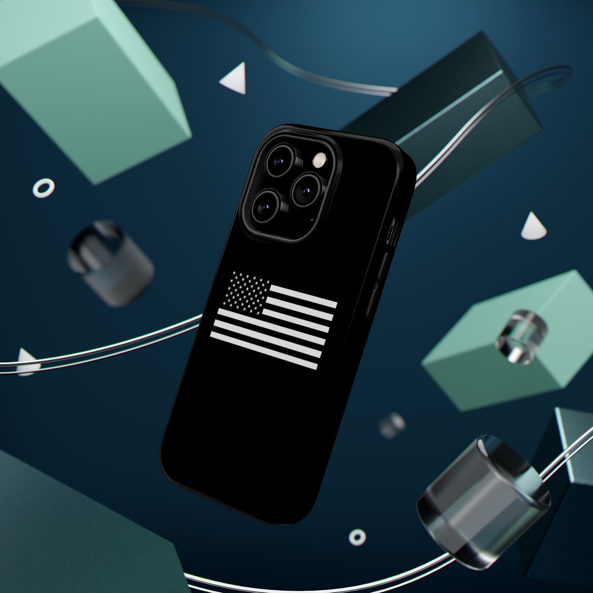 Black and White American Flag Magnetic Impact-Resistant Cases