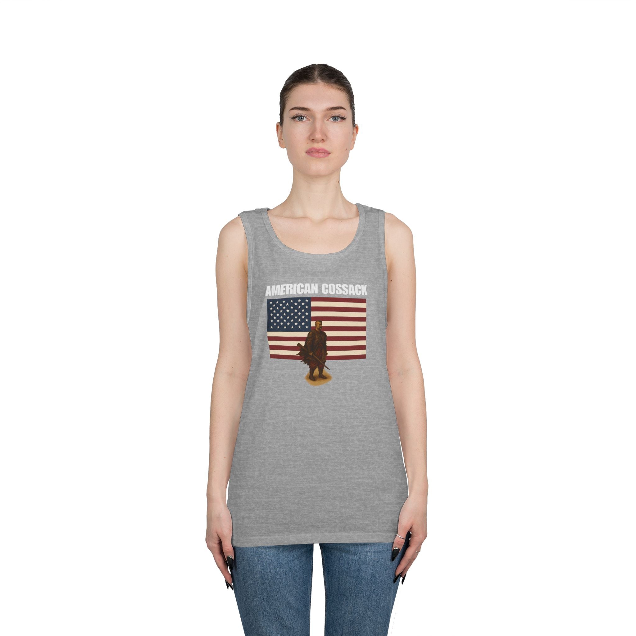Patriotic American Cossack Heavy Cotton Tank Top