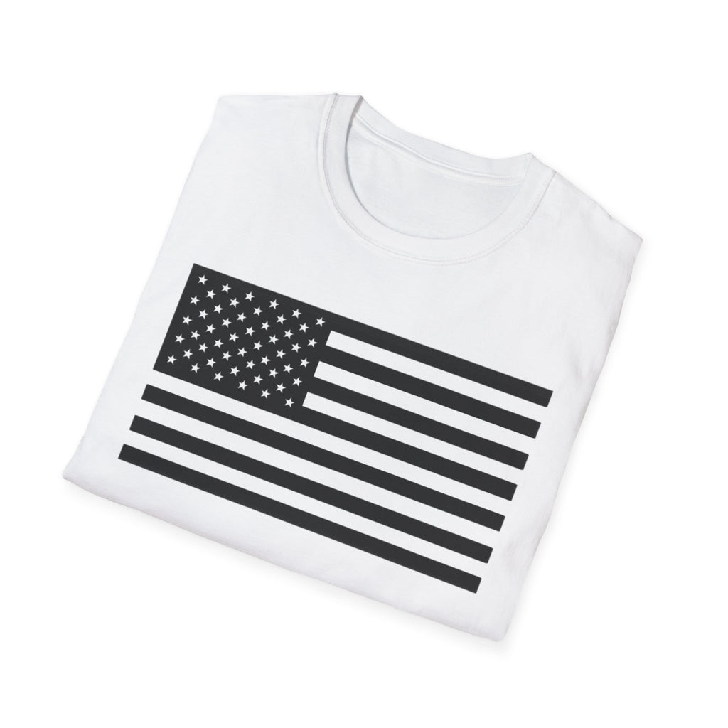 Black and White American Flag Softstyle Cotton Shirt T-Shirt