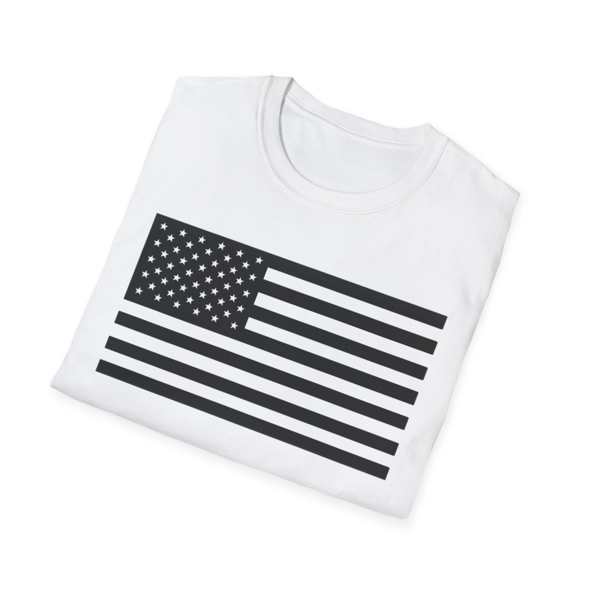 Black and White American Flag Softstyle Cotton Shirt T-Shirt