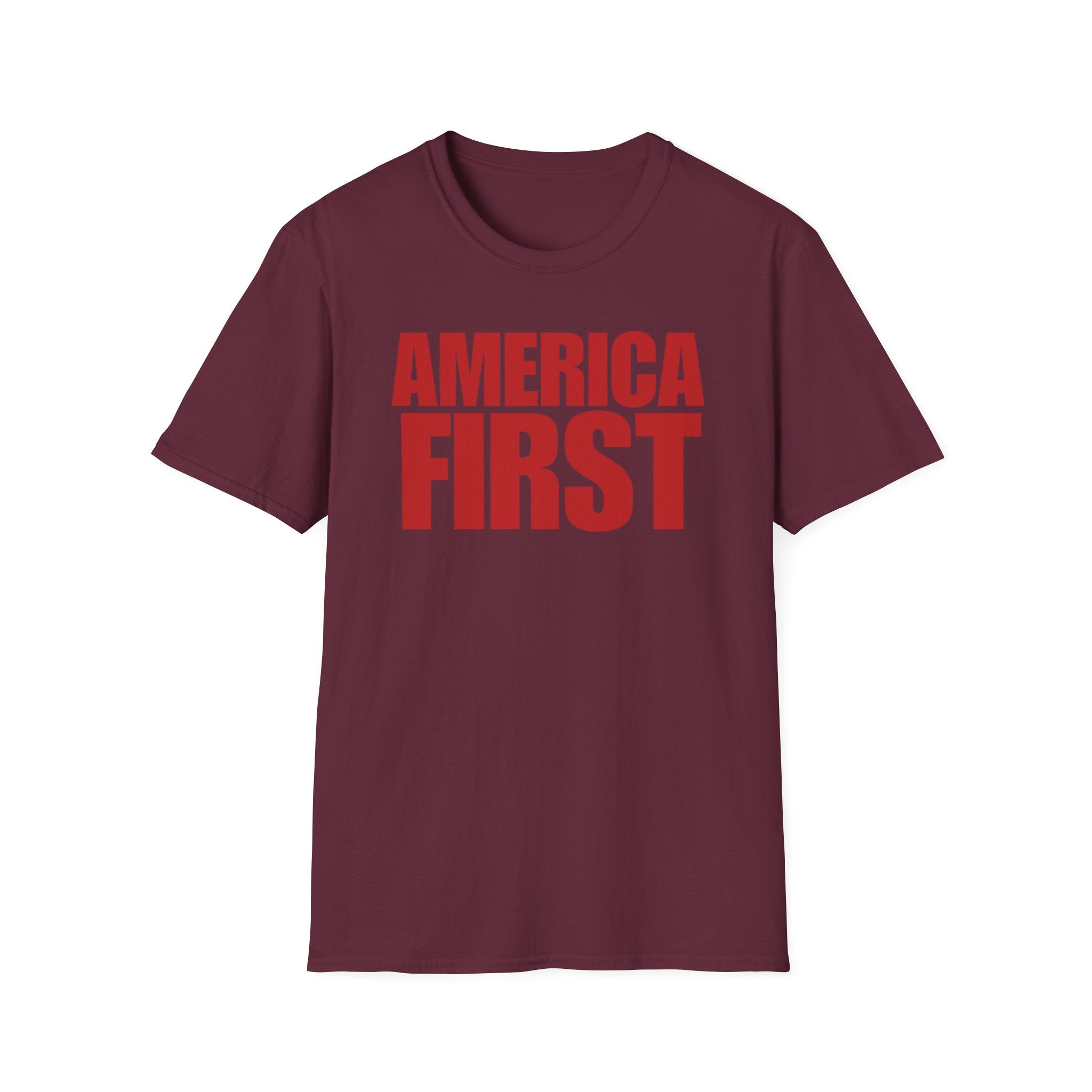 America First Red Design Softstyle Cotton Shirt T-Shirt