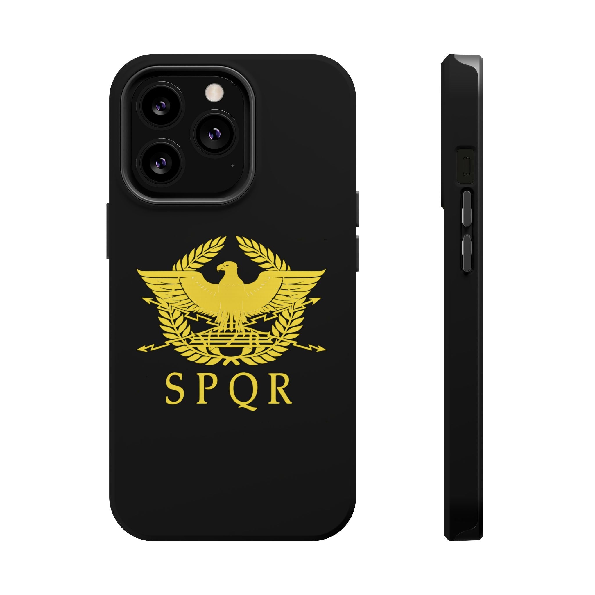 SPQR Gold Roman Eagle Symbol Black iPhone Magnetic Impact-Resistant Cases