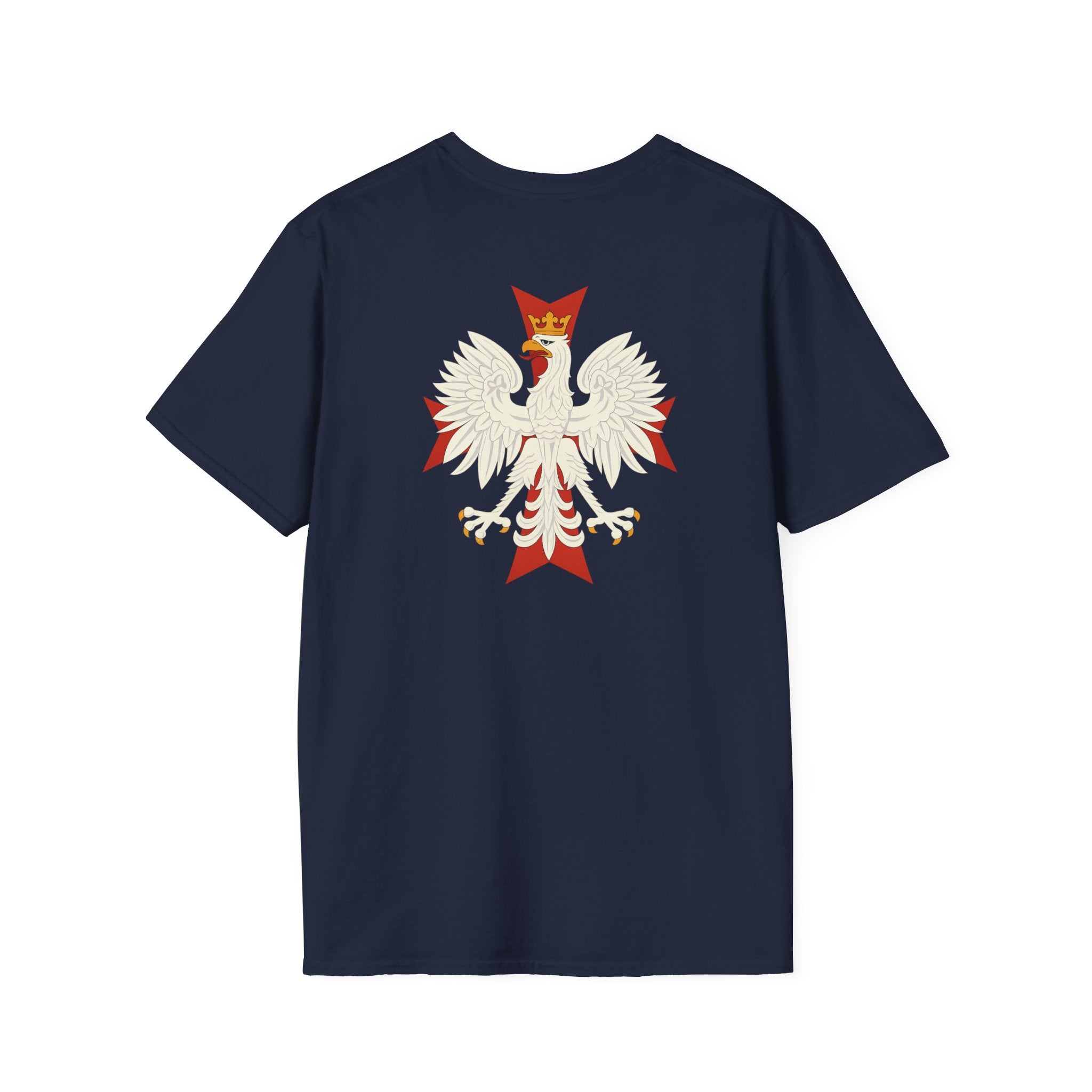 Be Like Poland Winged Hussar Front, Polish Eagle Cross Back Heavy Cotton Softstyle T-Shirt Softstyle Tee