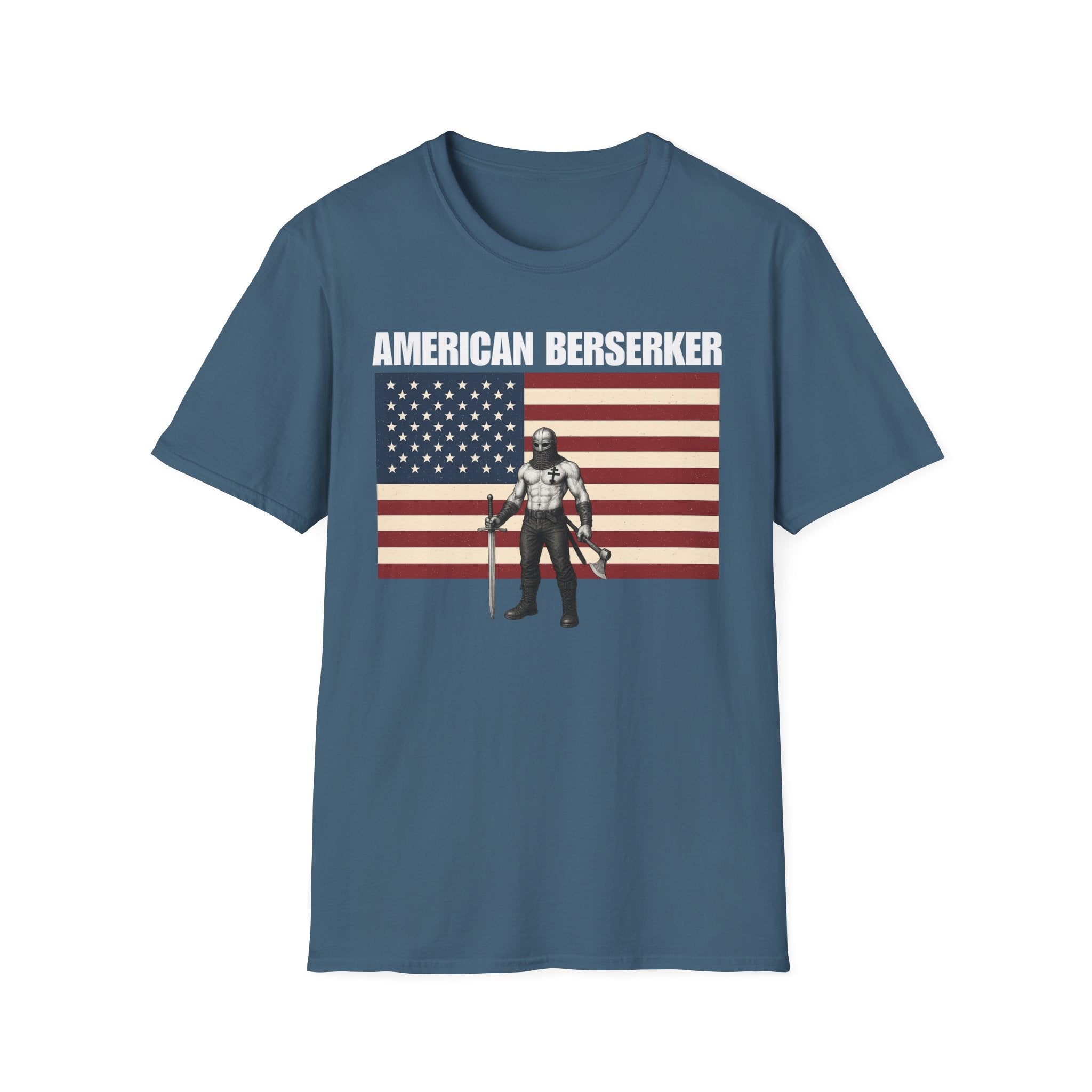 Bold American Berserker Graphic Softstyle Cotton T-Shirt