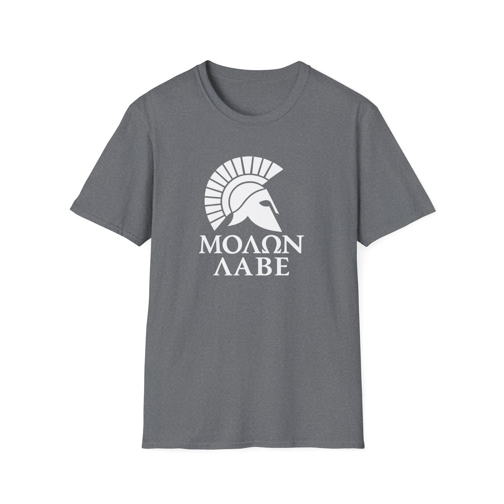 Molon Labe "Come and Take It!" in Greek Large Text White Design Softstyle Cotton T-Shirt