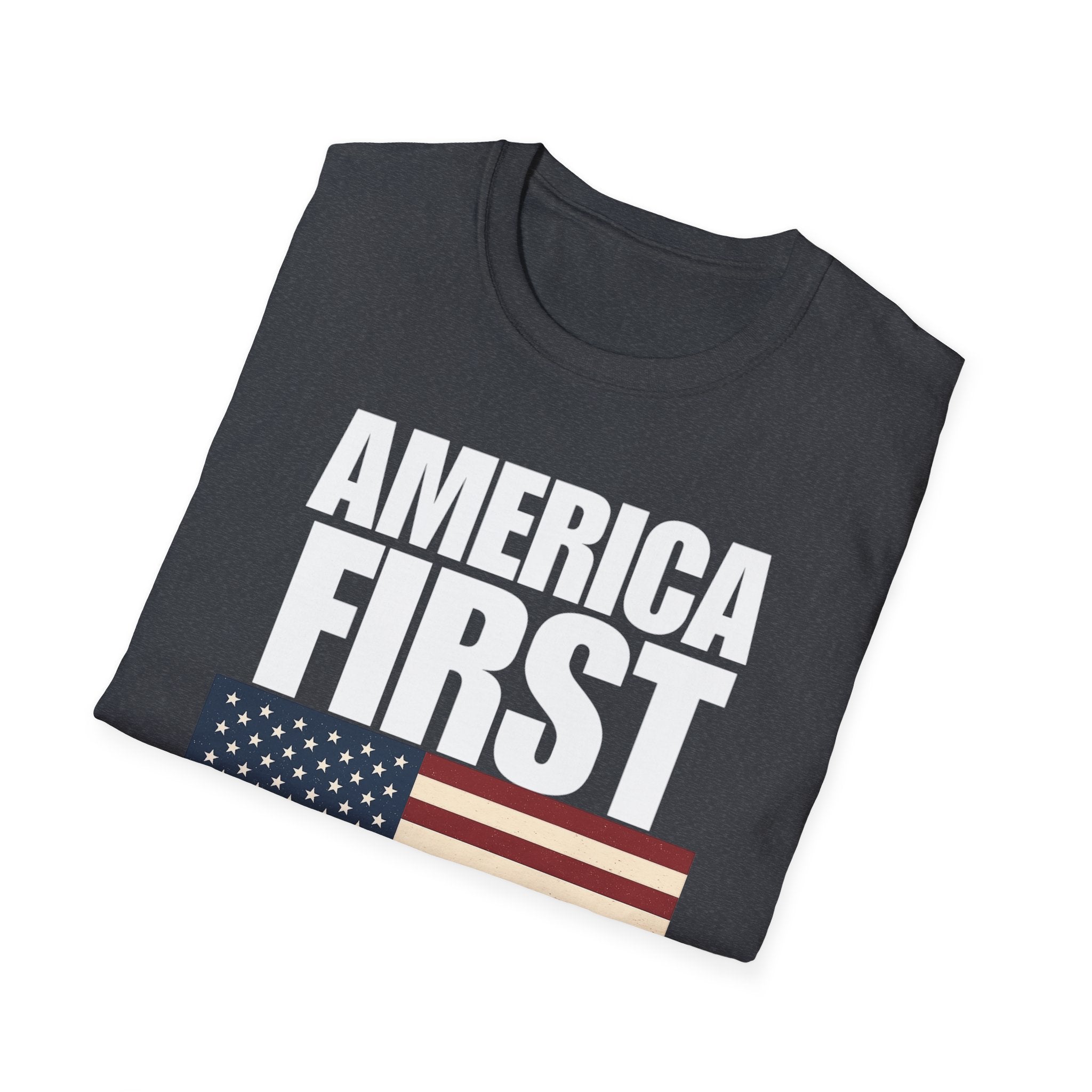 America First American Flag Softstyle Cotton Shirt T-Shirt