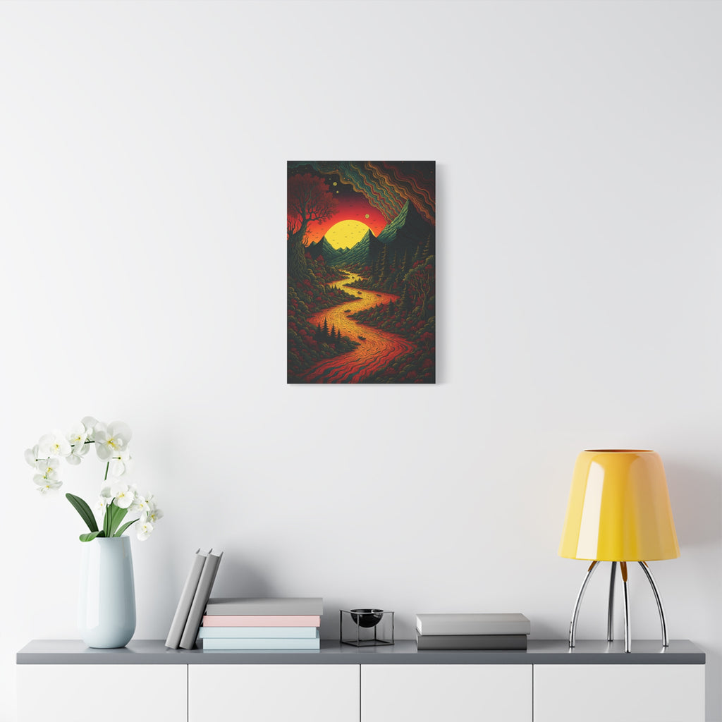 Trippy Sunset River Canvas Wall Art
