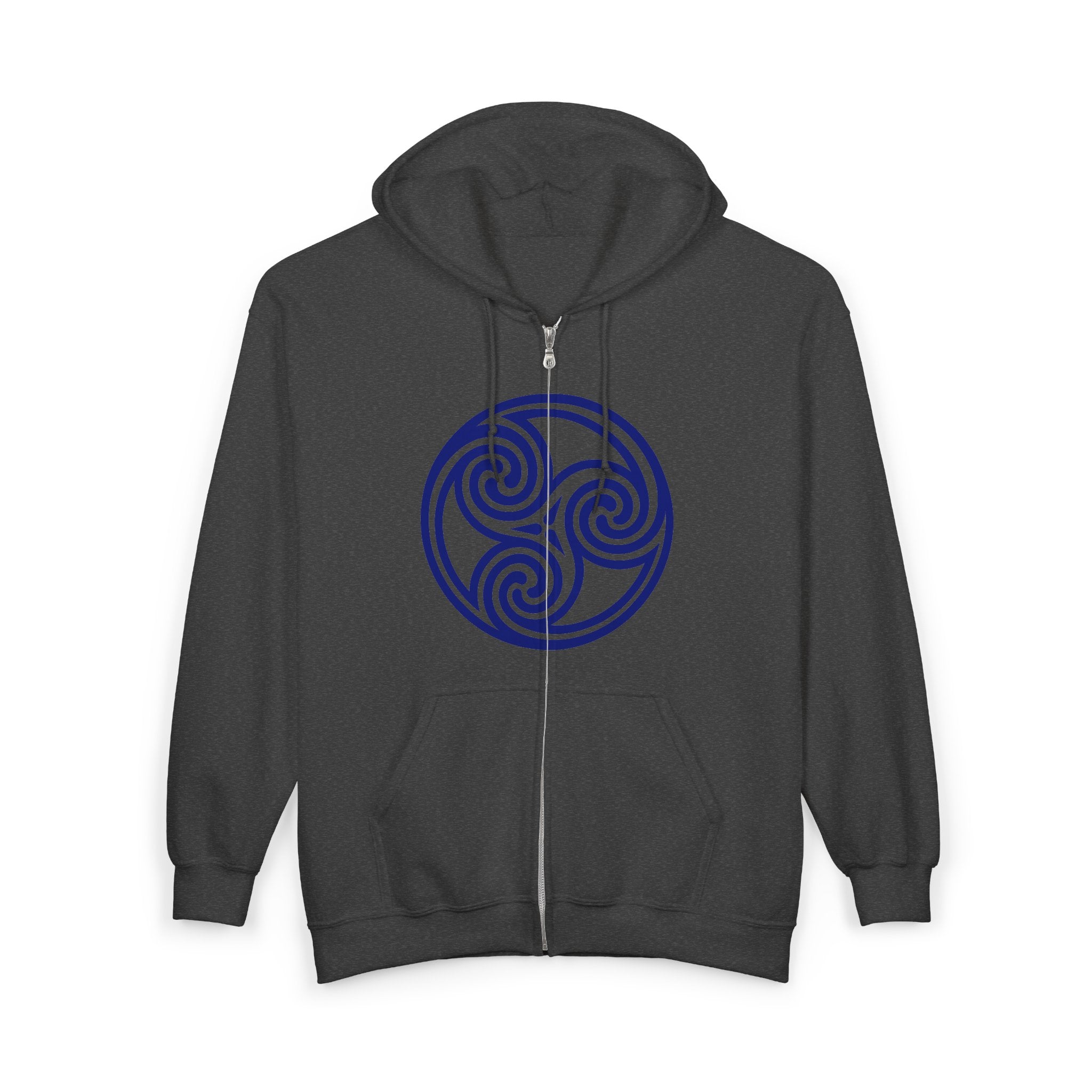 Celtic Spiral Triskele Trinity Symbol Alt Blue Design Full Zip Up Hoodie Sweatshirt