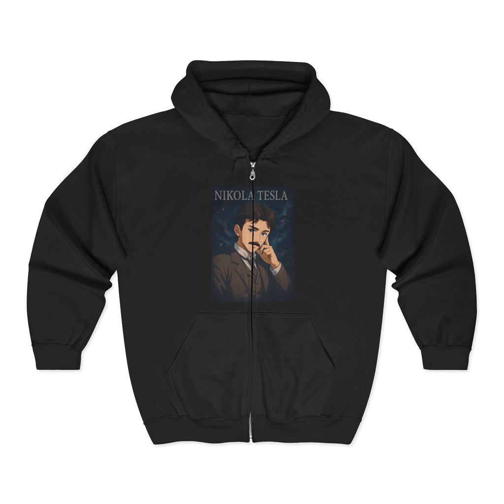 Nikola Tesla Unisex Zip-Up Hooded Sweatshirt, Nikola Tesla Hoodie