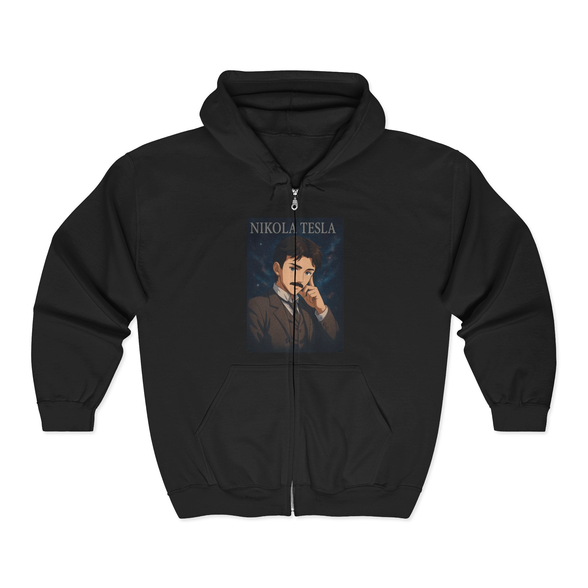 Nikola Tesla Unisex Zip-Up Hooded Sweatshirt, Nikola Tesla Hoodie