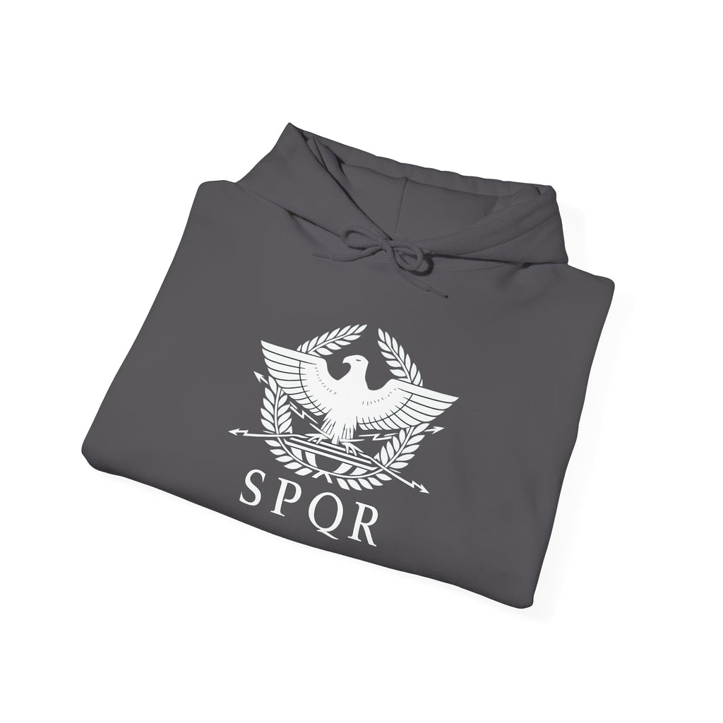 SPQR Roman Eagle White Design Pull Over Hoodie