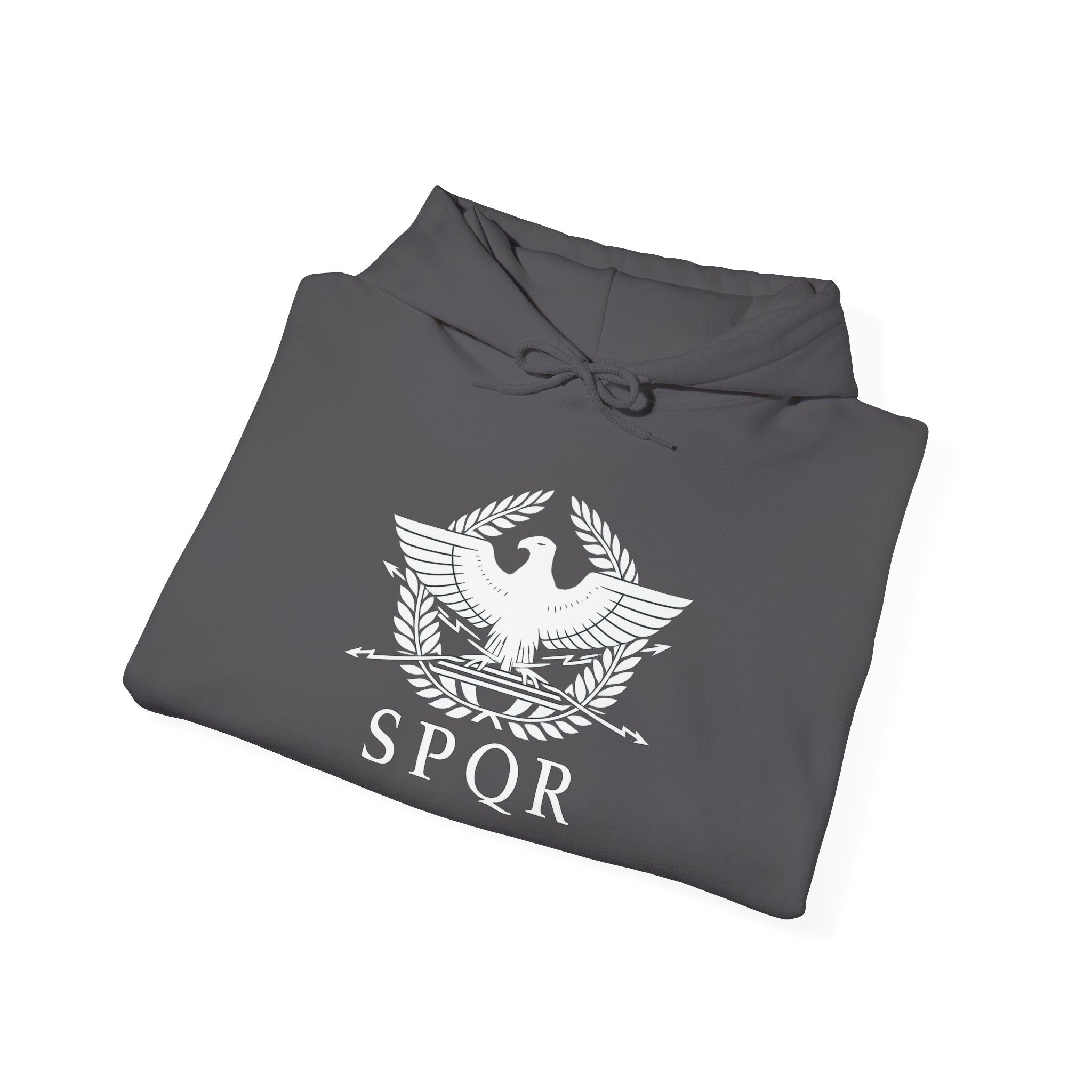 SPQR Roman Eagle White Design Pull Over Hoodie