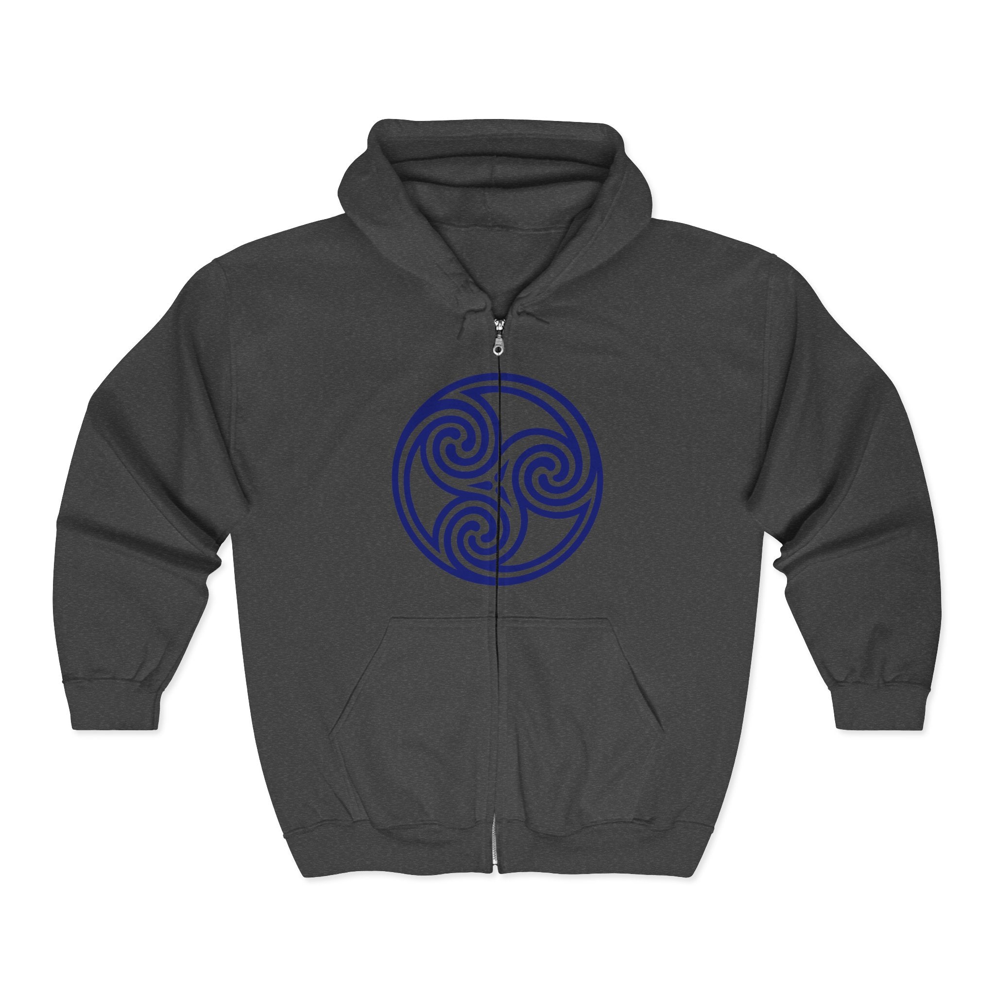 Celtic Spiral Triskele Trinity Symbol Alt Blue Design Full Zip Up Hoodie Sweatshirt