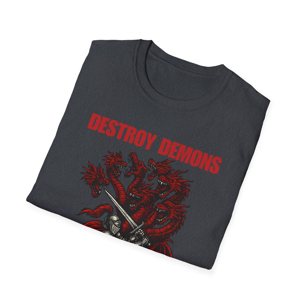Destroy Demons Crusader Knight vs Dragon  Softstyle T-Shirt