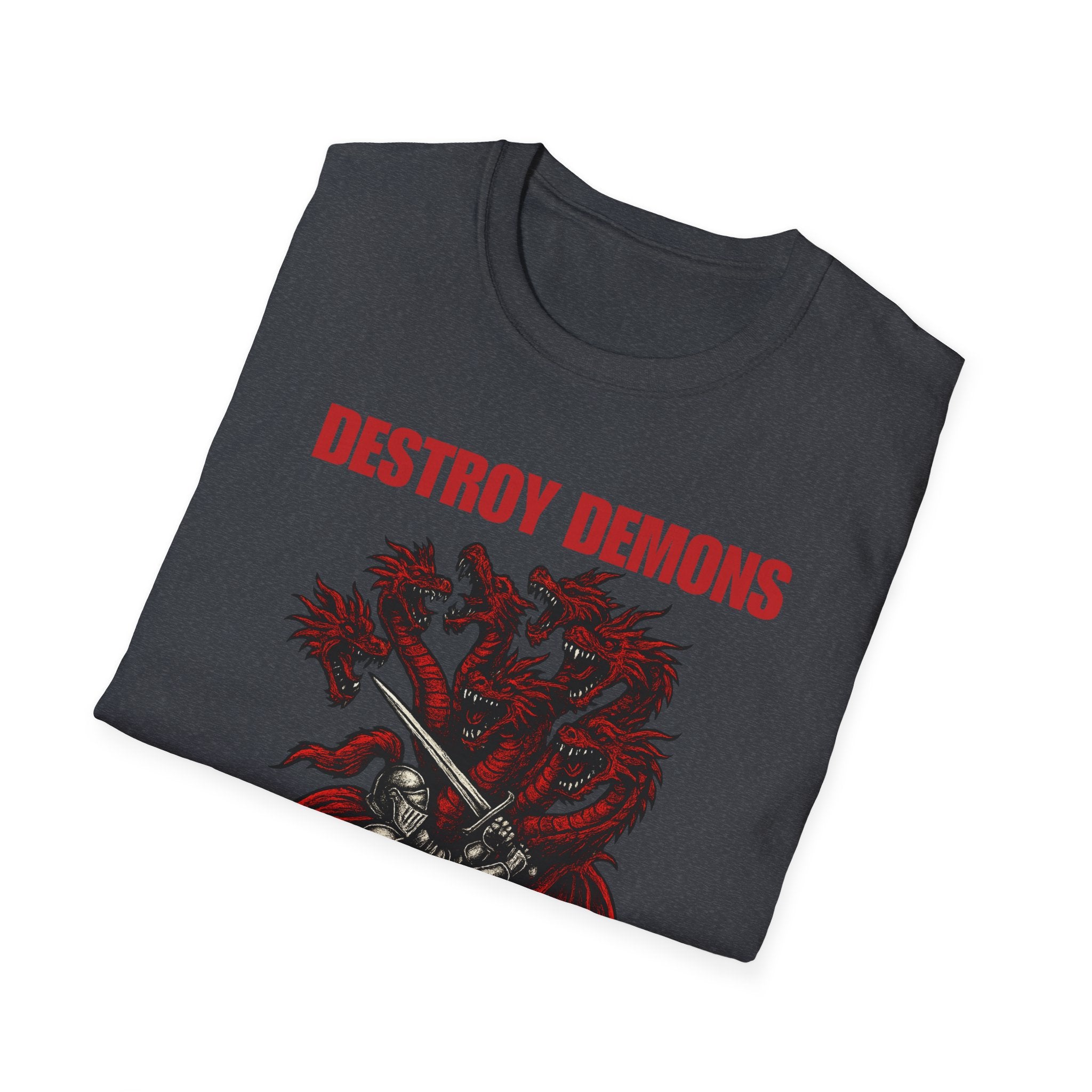 Destroy Demons Crusader Knight vs Dragon  Softstyle T-Shirt
