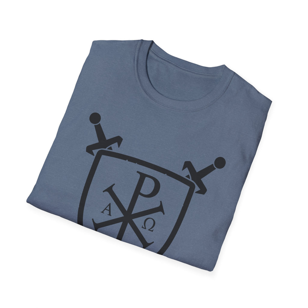 Sword and Shield Pi Chi Rho Black Graphic Softstyle Cotton Shirt T-Shirt