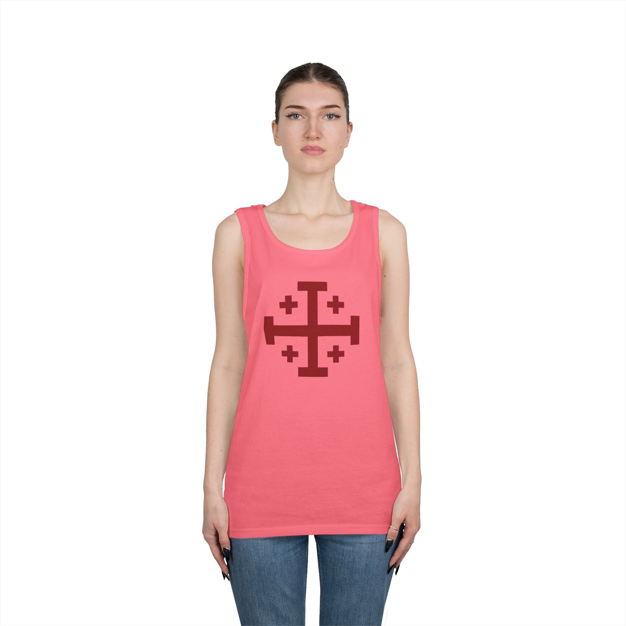 Cross of Jerusalem Red Unisex Heavy Cotton Tank Top