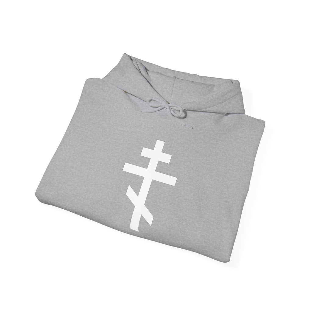 White Crucifix Pull Over Hoodie Sweatshirt