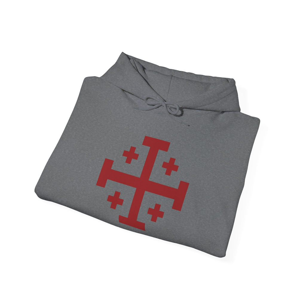 Cross of Jerusalem Red Design Pull Over Hoodie Sweatshirt