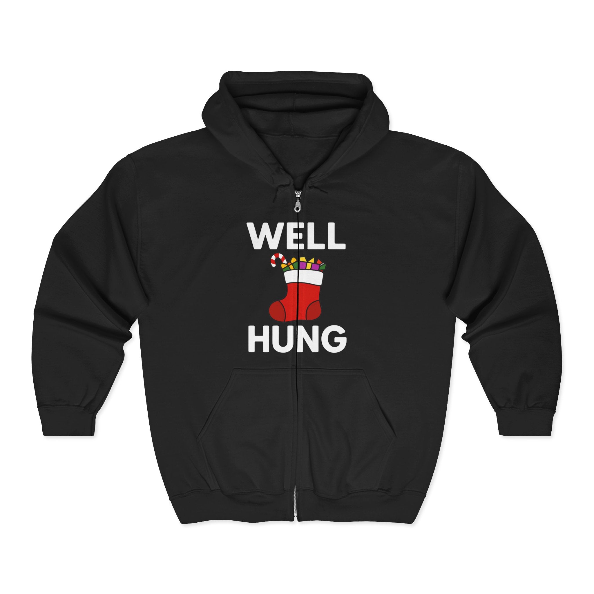 Well Hung Christmas Hoodie | Funny Holiday Sweatshirt | Stocking Humor Gift