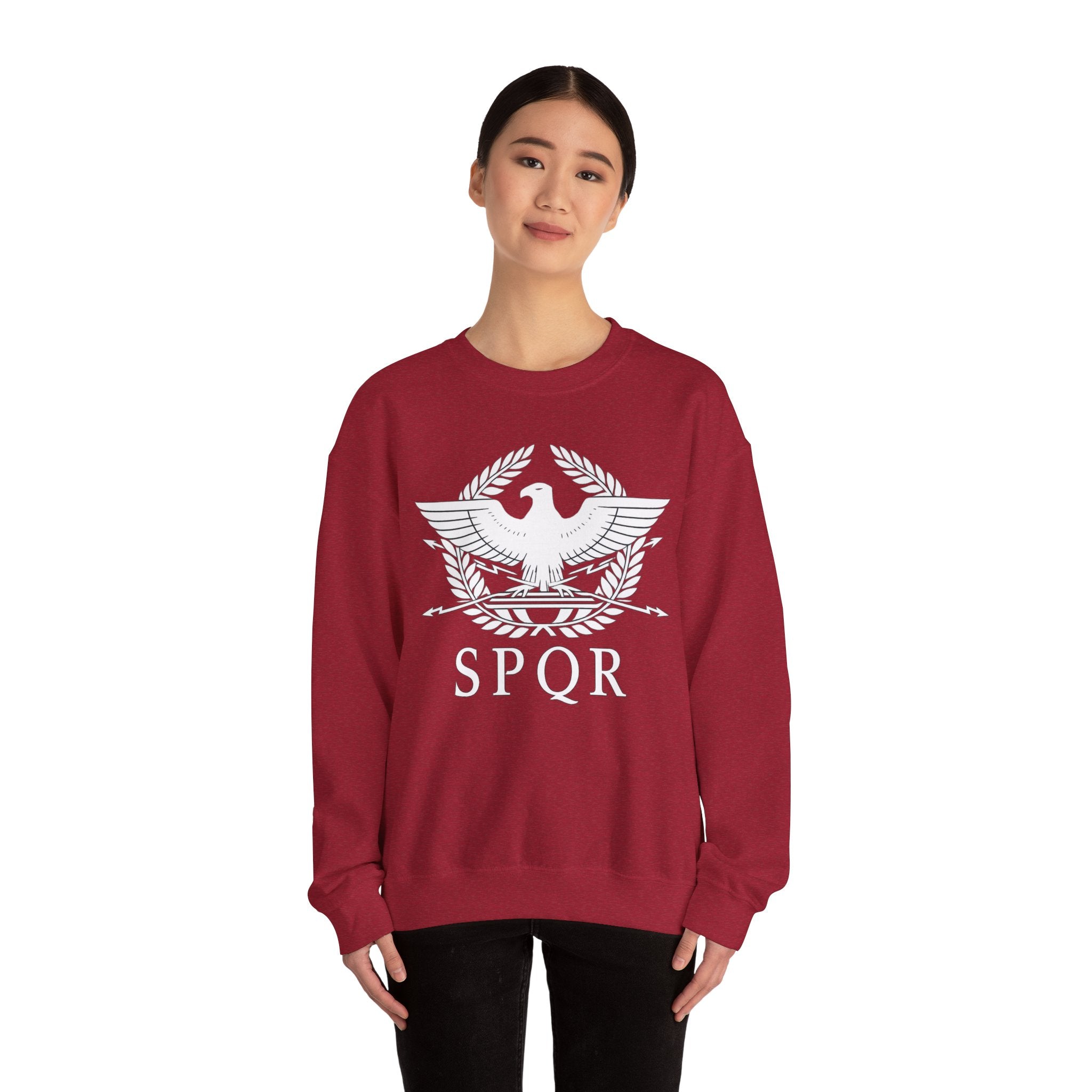 SPQR Roman Eagle White Design Crewneck Sweatshirt