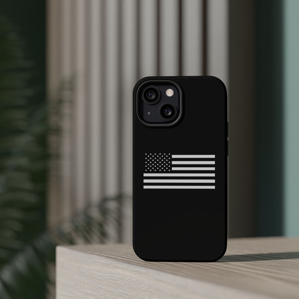 Black and White American Flag Magnetic Impact-Resistant Cases