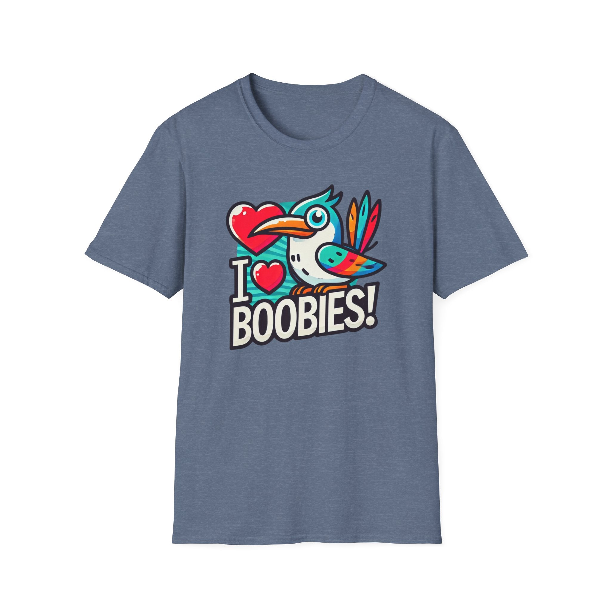 Funny 'I Love Boobies!' Boobie Bird Softstyle Cotton T-Shirt