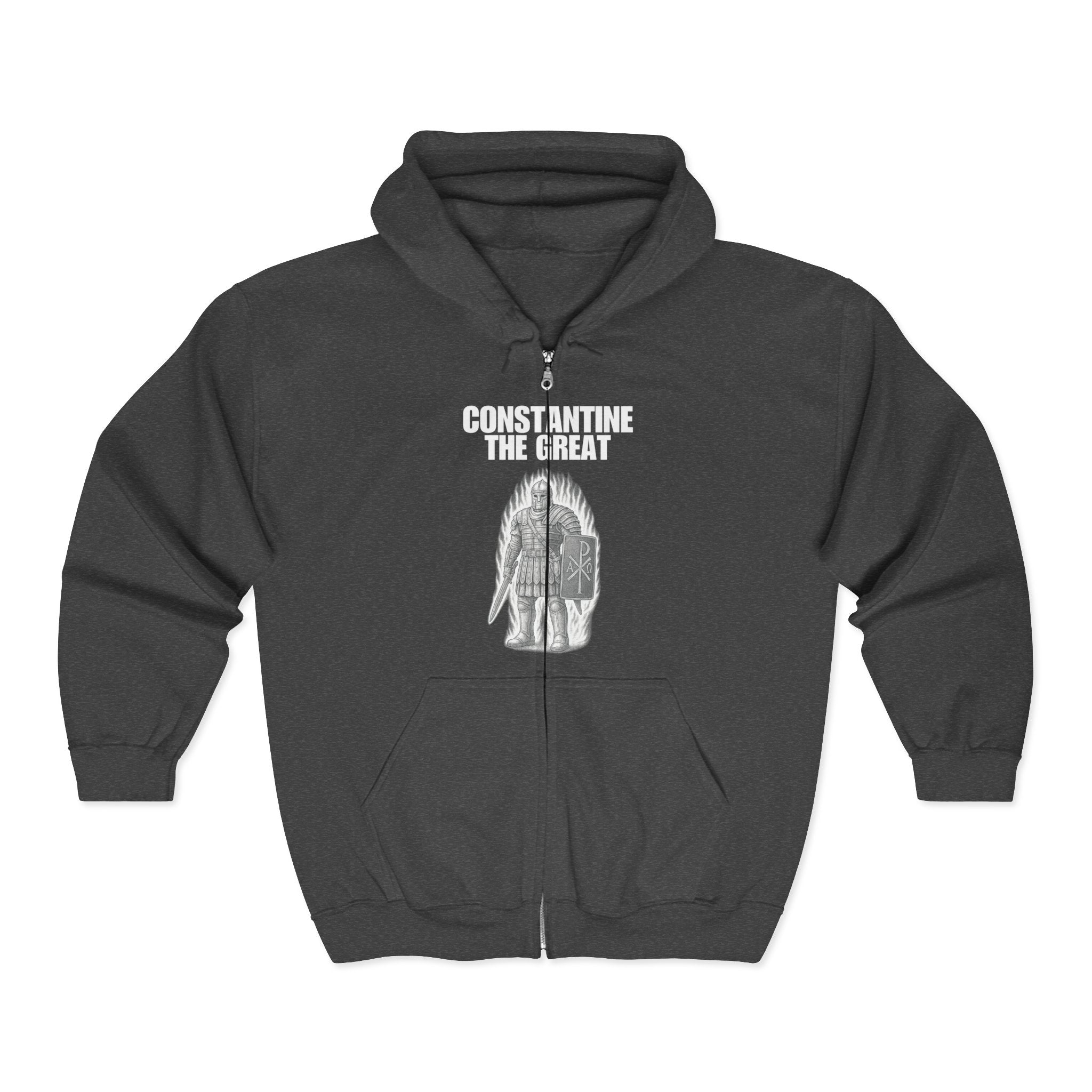 Constantine the Great White Design Zip Up Hoodie