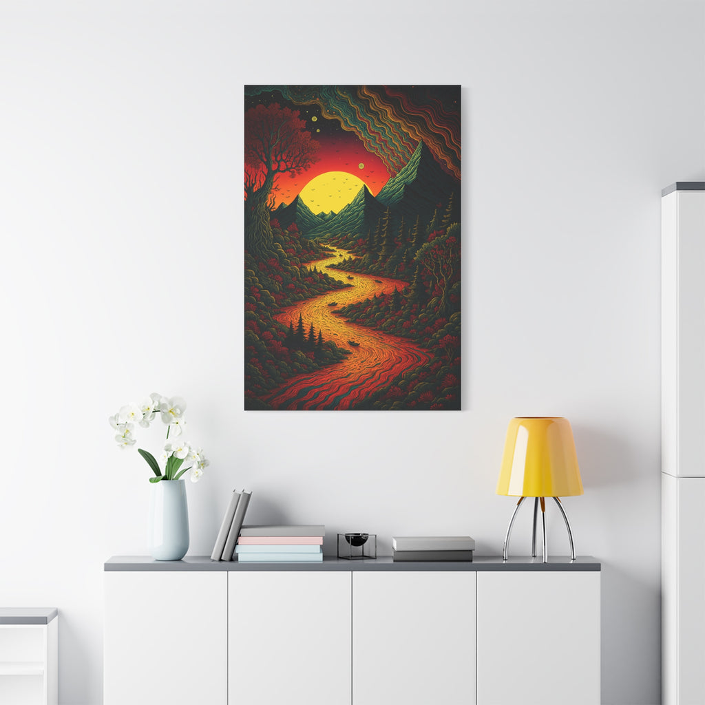 Trippy Sunset River Canvas Wall Art